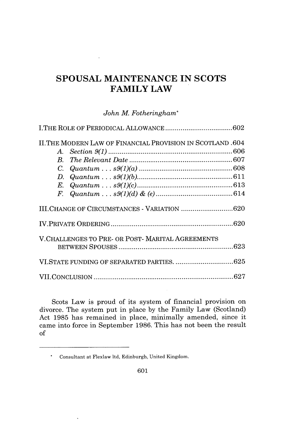 Spousal Maintenance in Scots Family Law