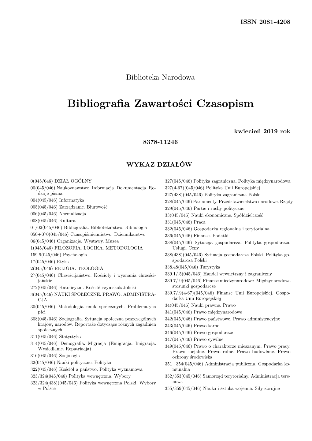 Bibliografia Zawarto±Ci Czasopism