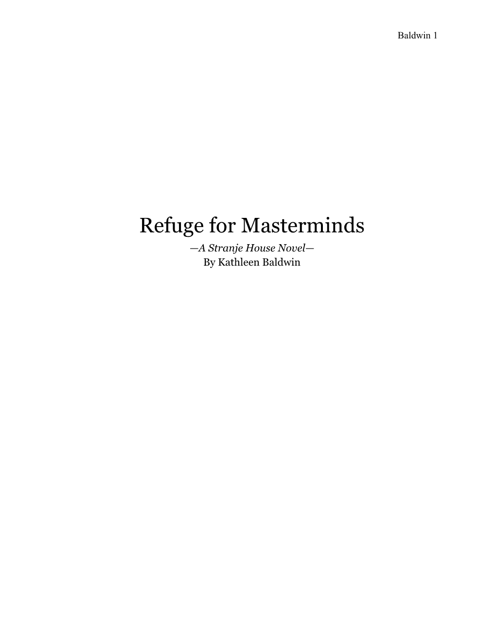 Refuge for Masterminds ( .Pdf )