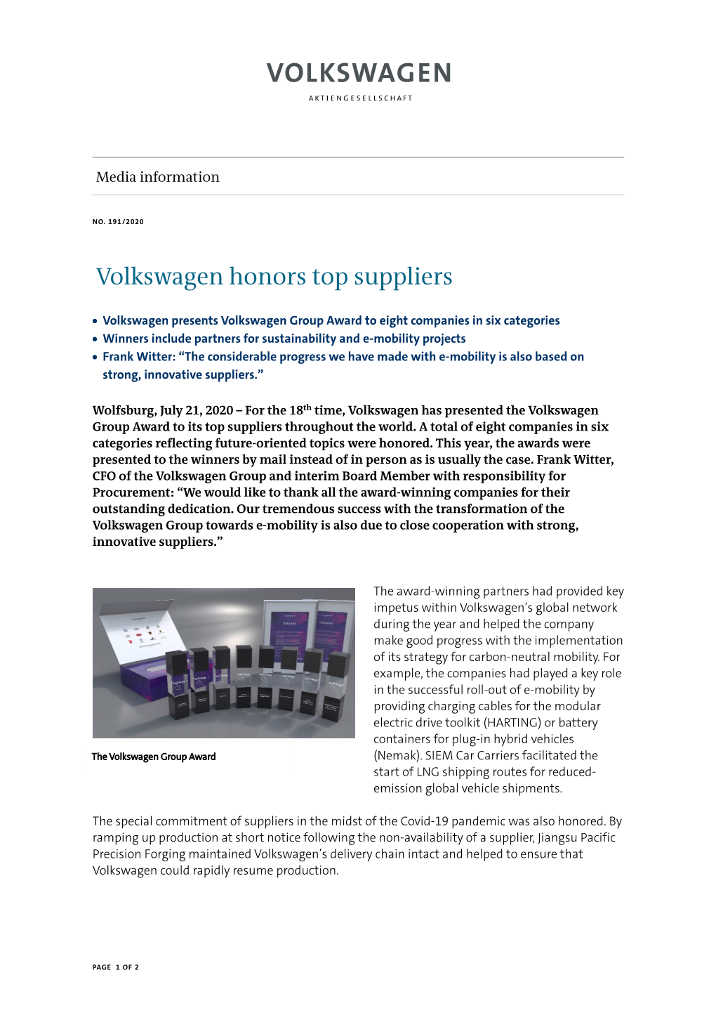 Volkswagen Honors Top Suppliers