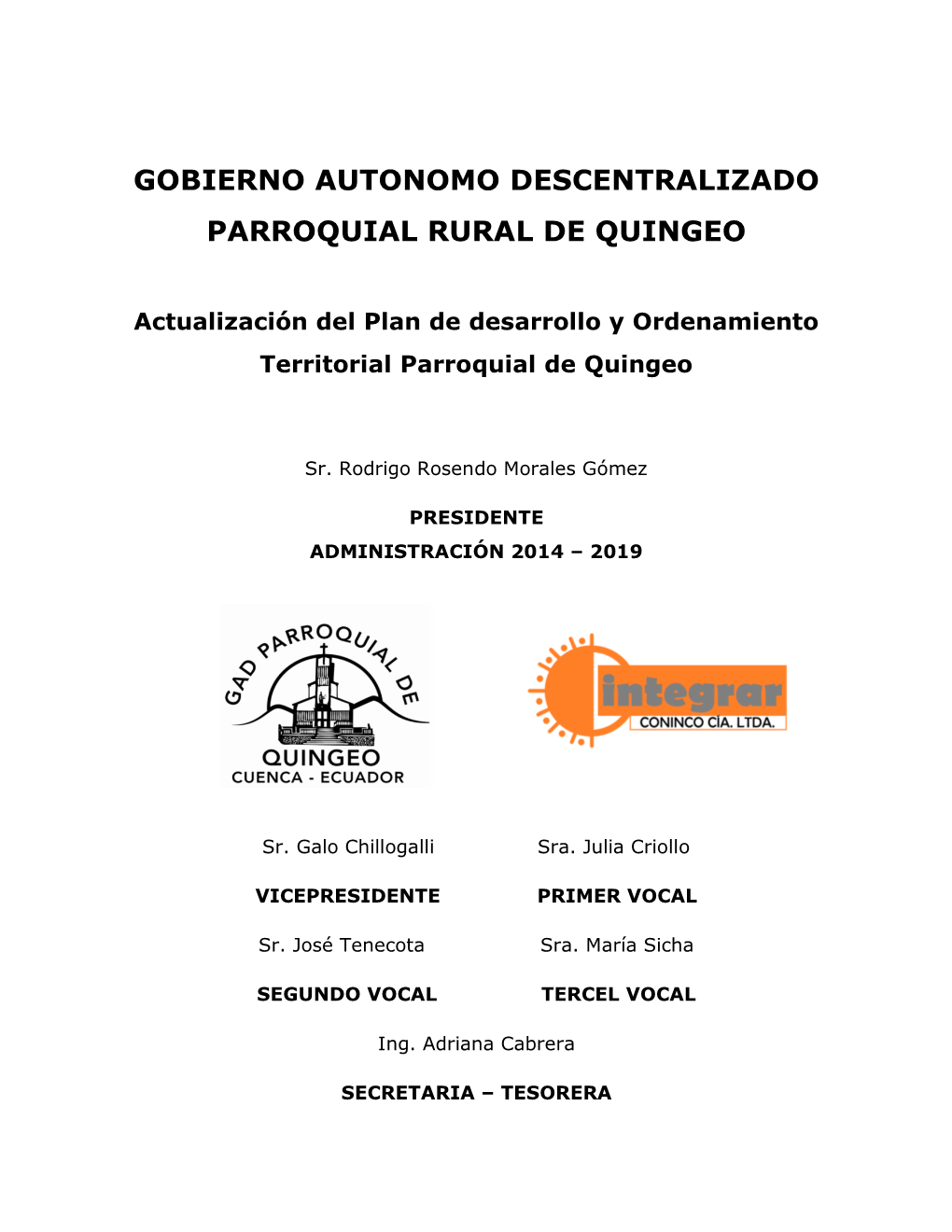 Actualización Del Plan De Desarrollo Y Ordenamiento Territorial Parroquial De Quingeo