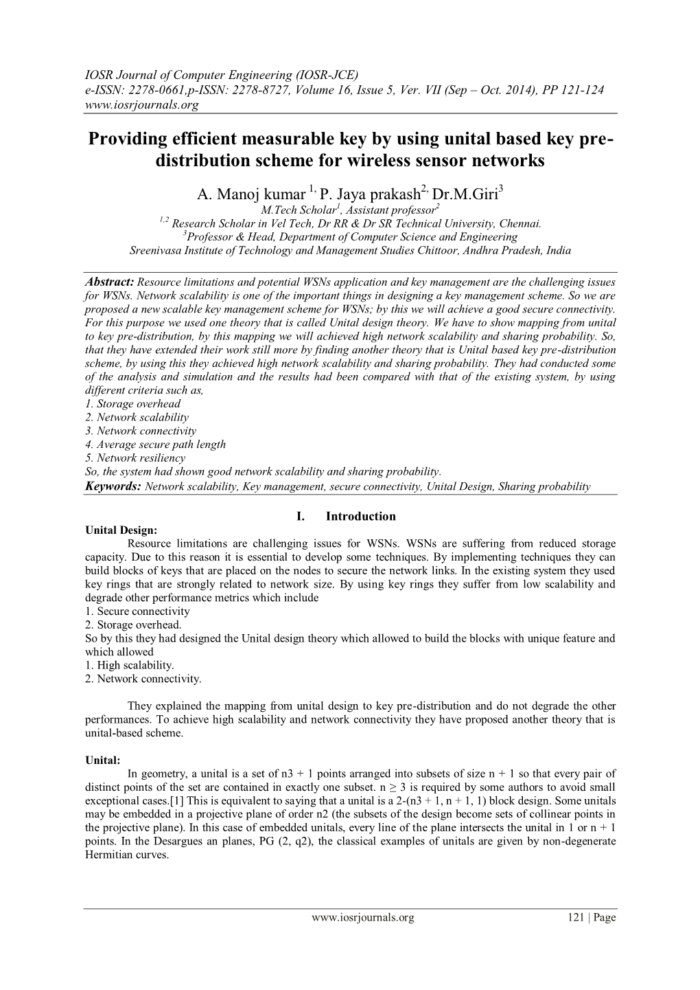 Providing Efficient Measurable Key by Using Unital Based Key Pre- Distribution Scheme for Wireless Sensor Networks