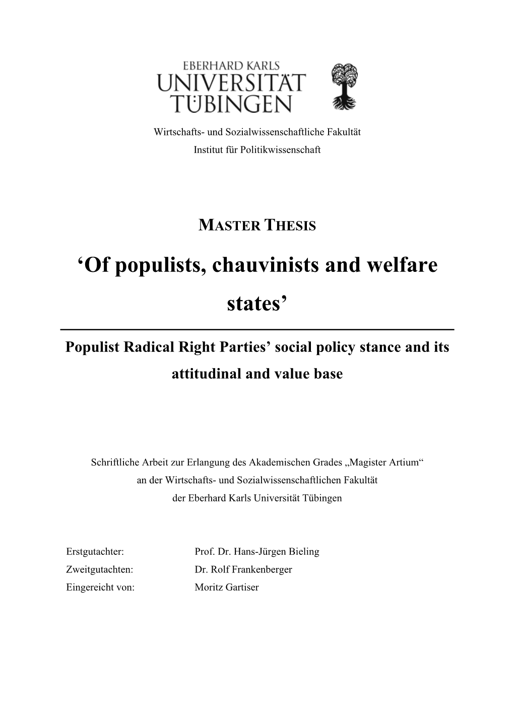 'Of Populists, Chauvinists and Welfare States'