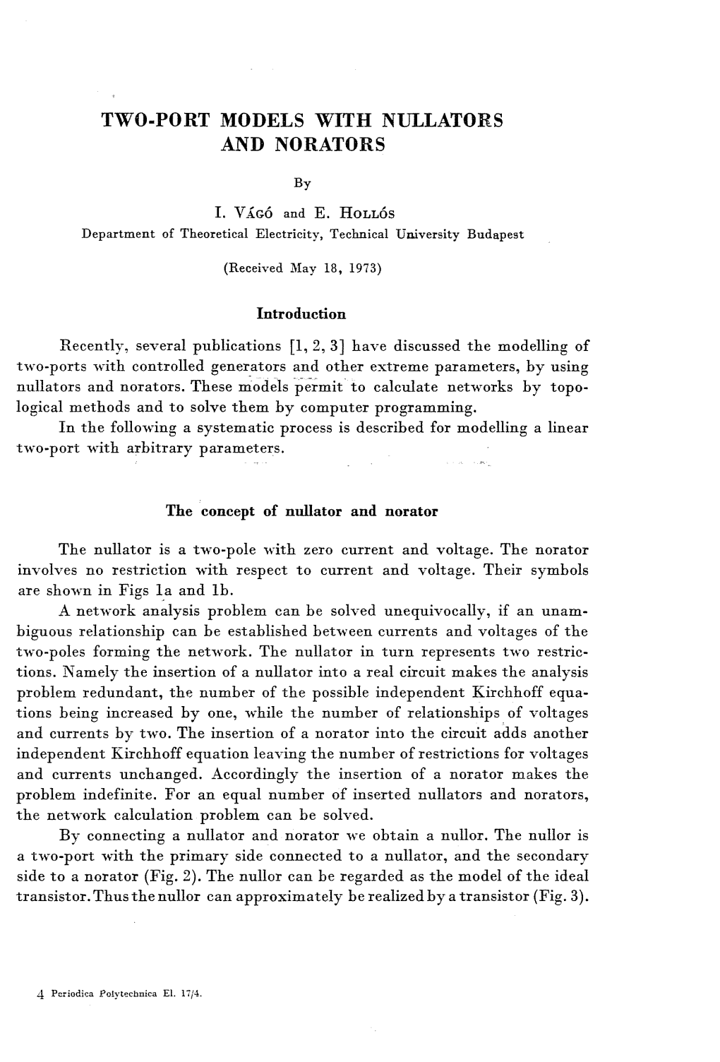 Two-Port Models with Nullators and Norators