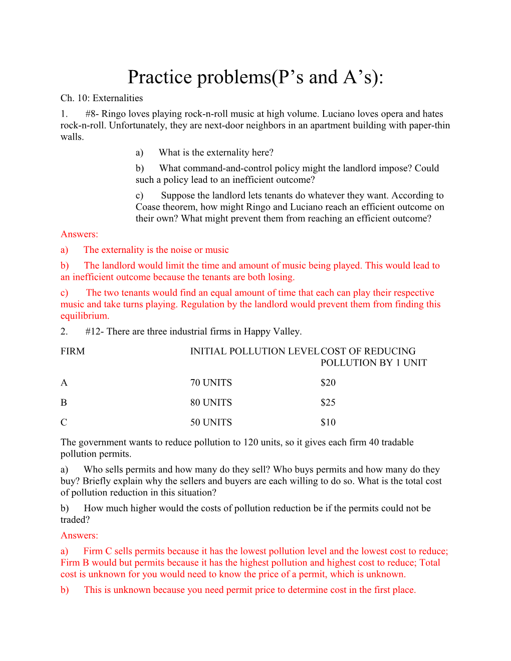 Practice Problems(P S and a S)