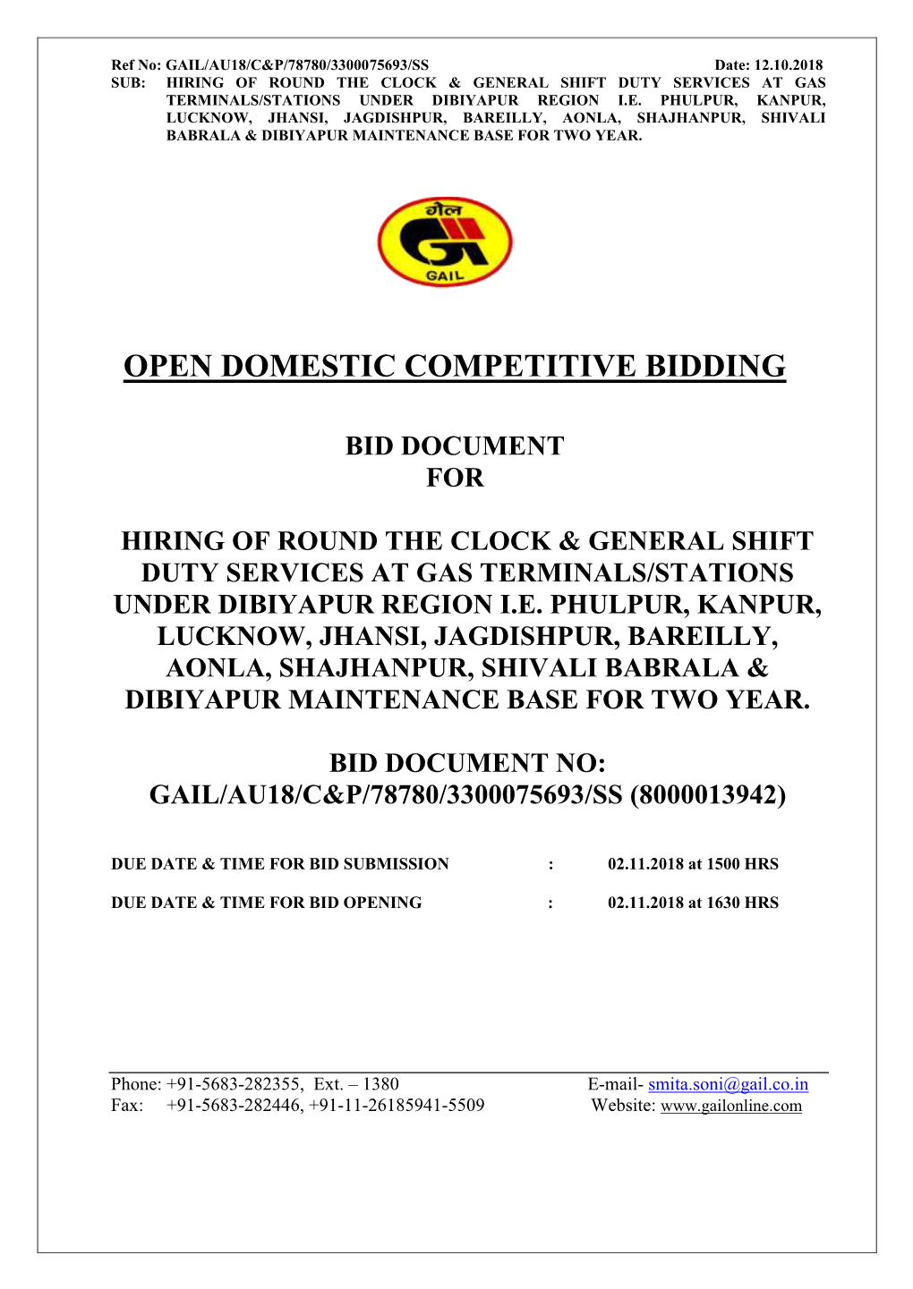 Open Domestic Competitive Bidding