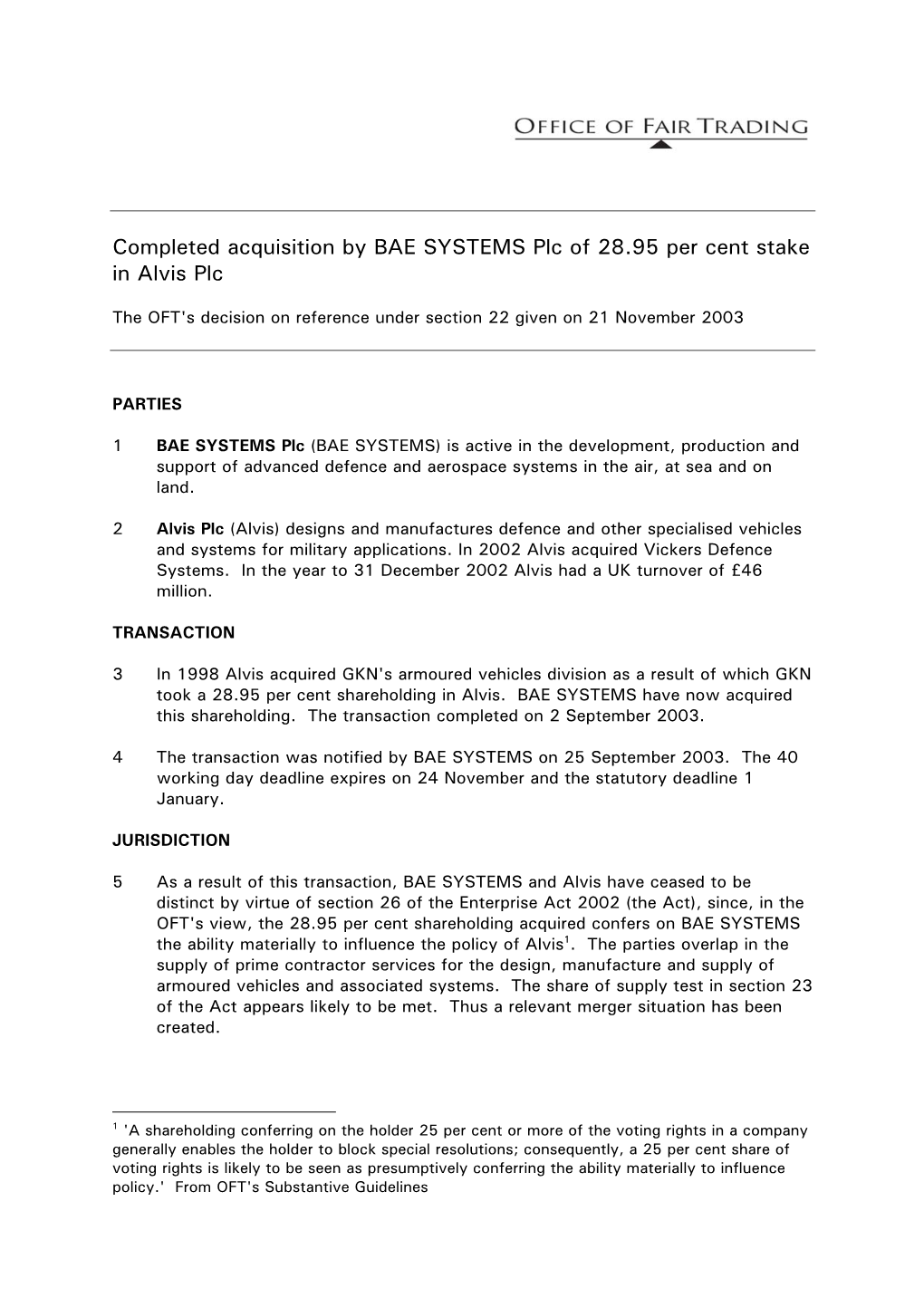 Clearance Decision