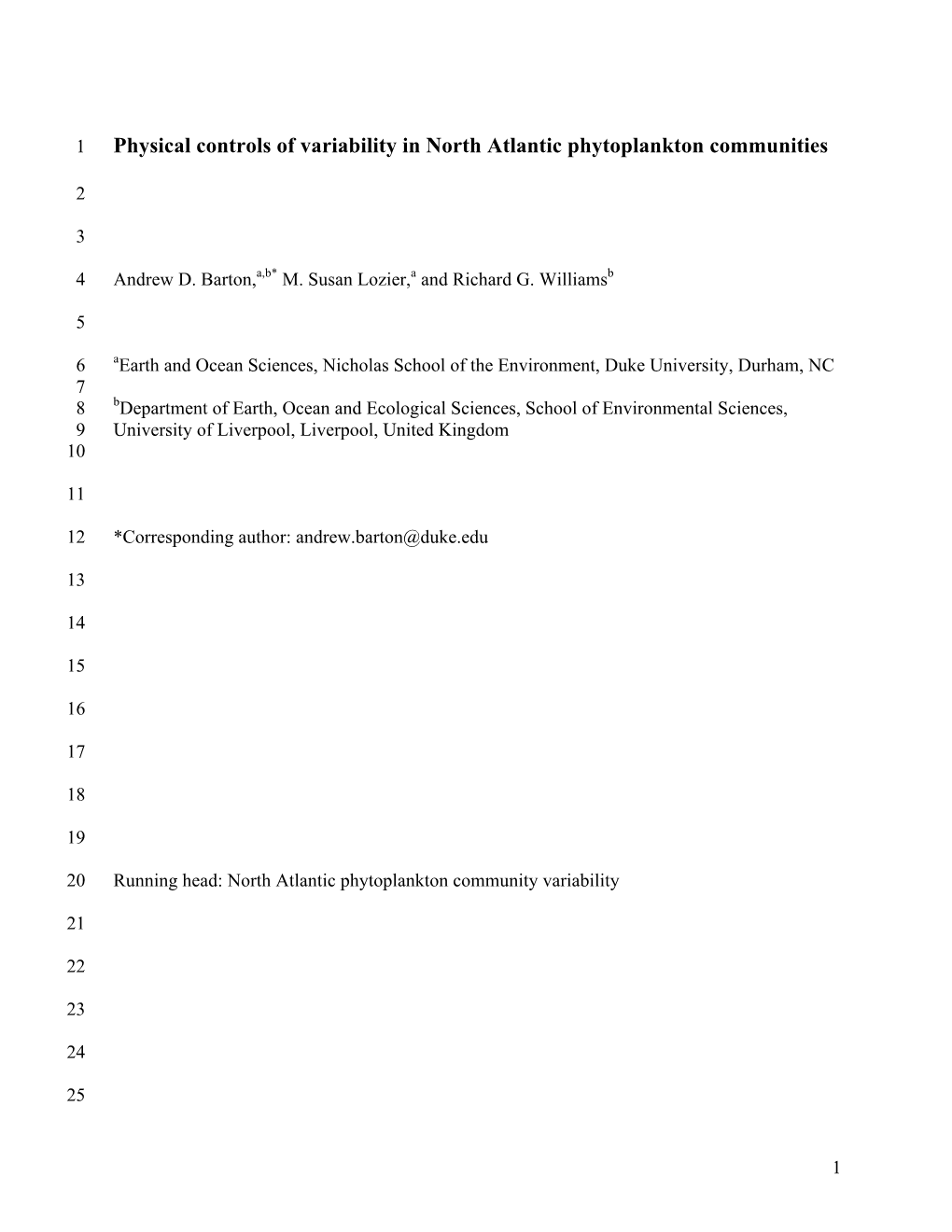 Physical Controls of Variability in North Atlantic Phytoplankton Communities