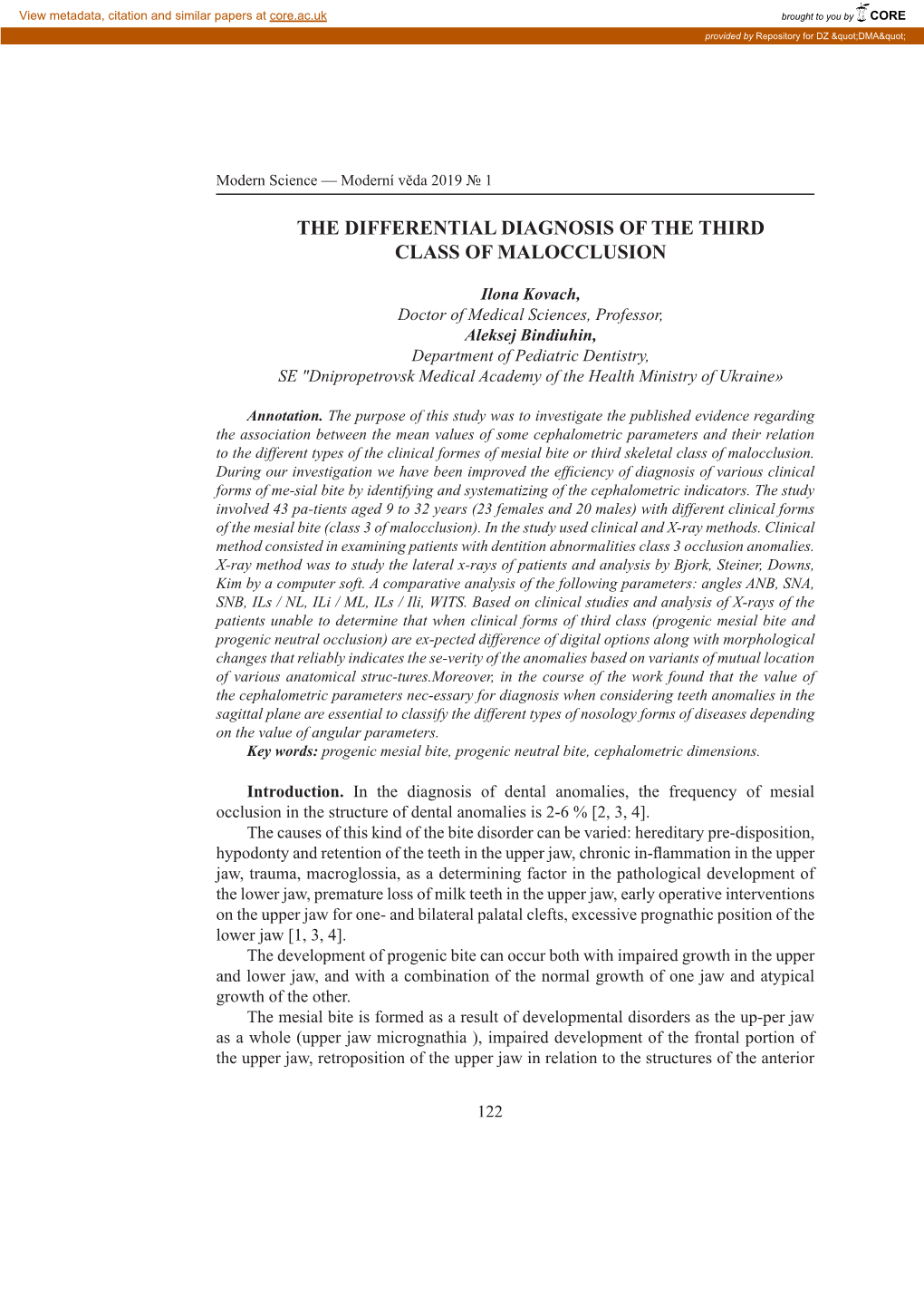 The Differential Diagnosis of the Third Class of Malocclusion