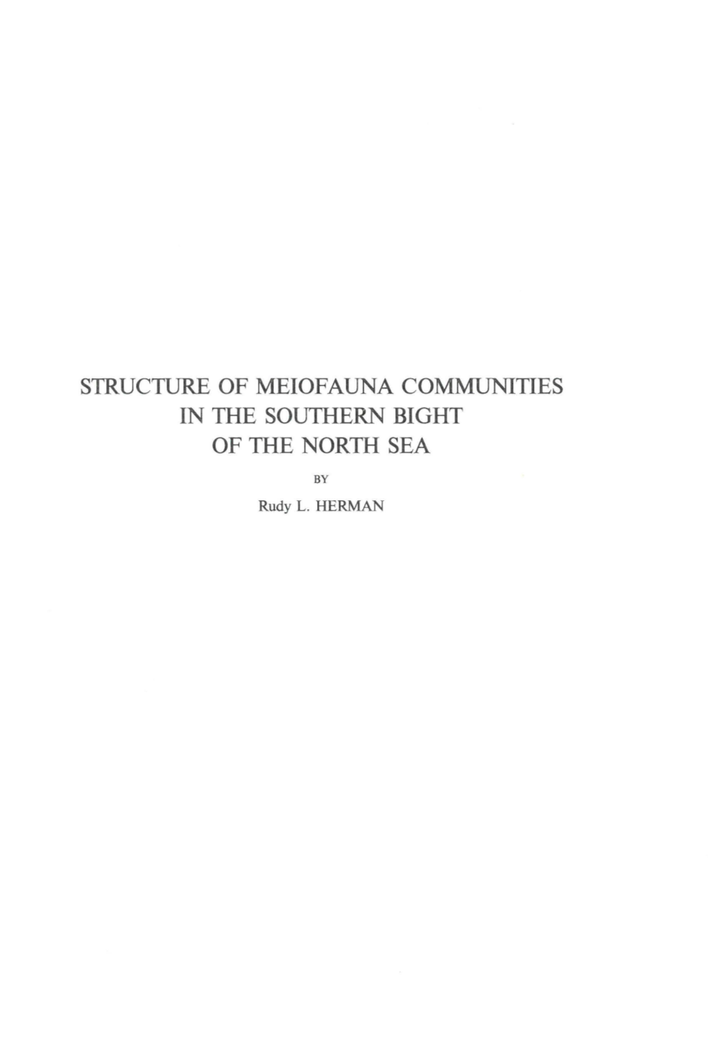 Structure of Meiofauna Communities in the Southern Bight of the North Sea