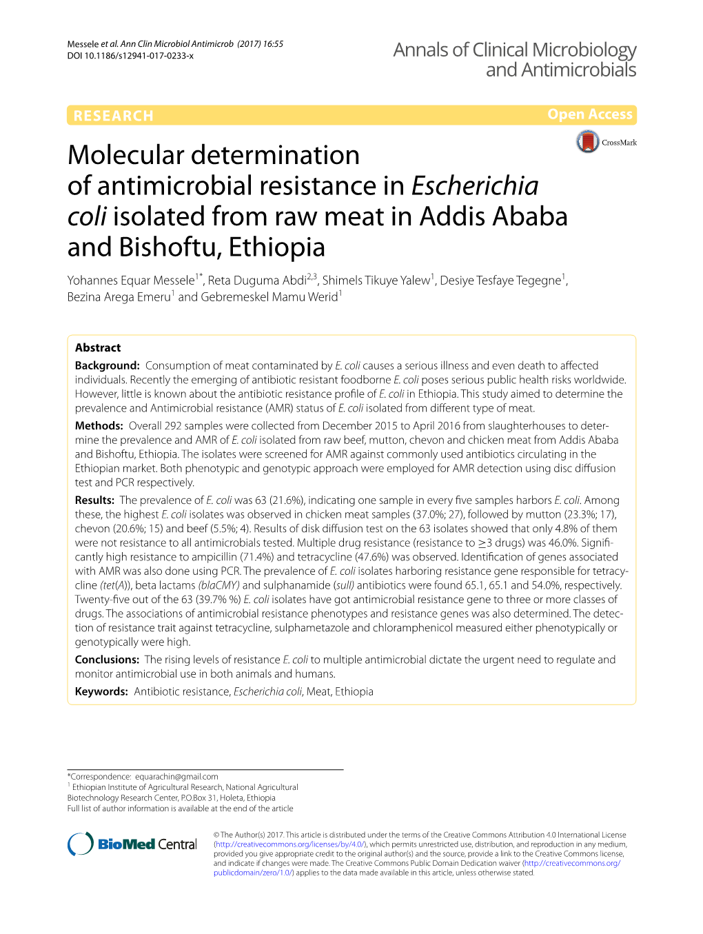 Molecular Determination of Antimicrobial Resistance In
