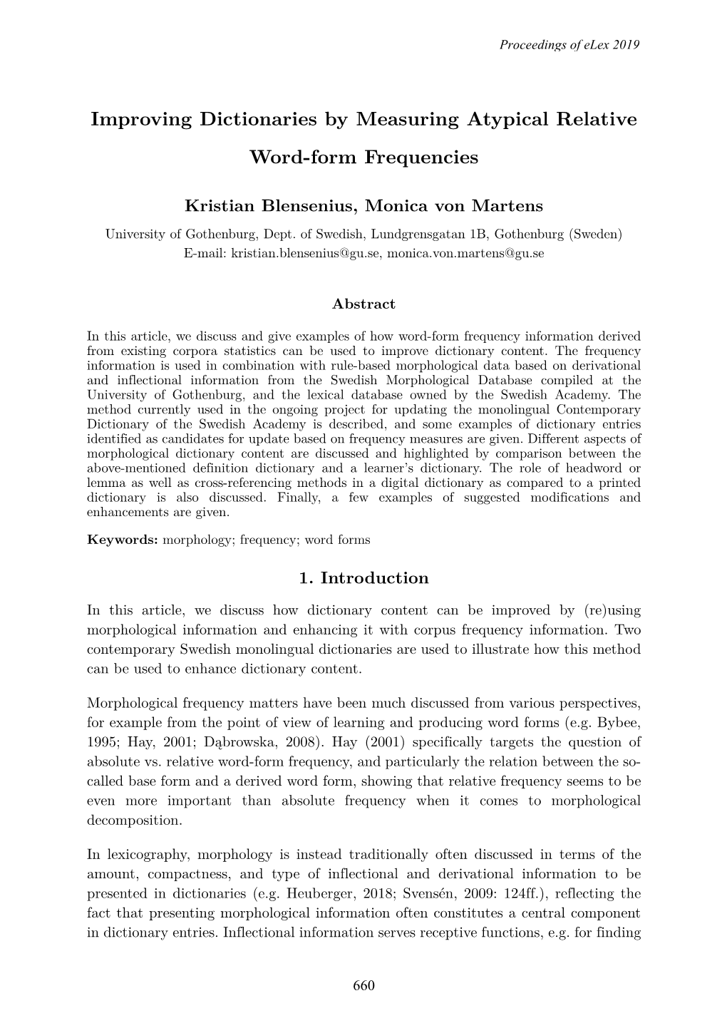 Improving Dictionaries by Measuring Atypical Relative Word-Form Frequencies