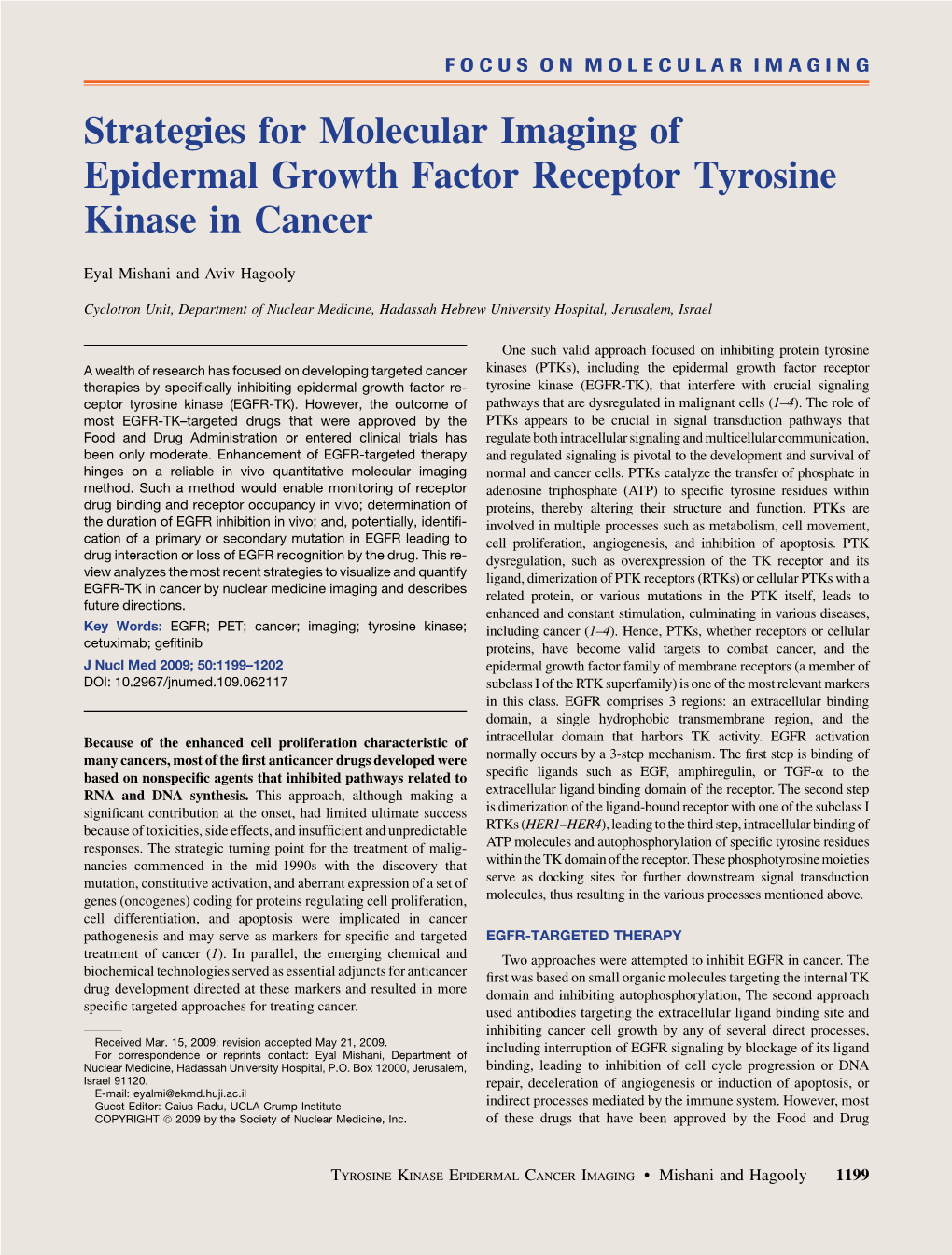 Strategies for Molecular Imaging of Epidermal Growth Factor Receptor Tyrosine Kinase in Cancer