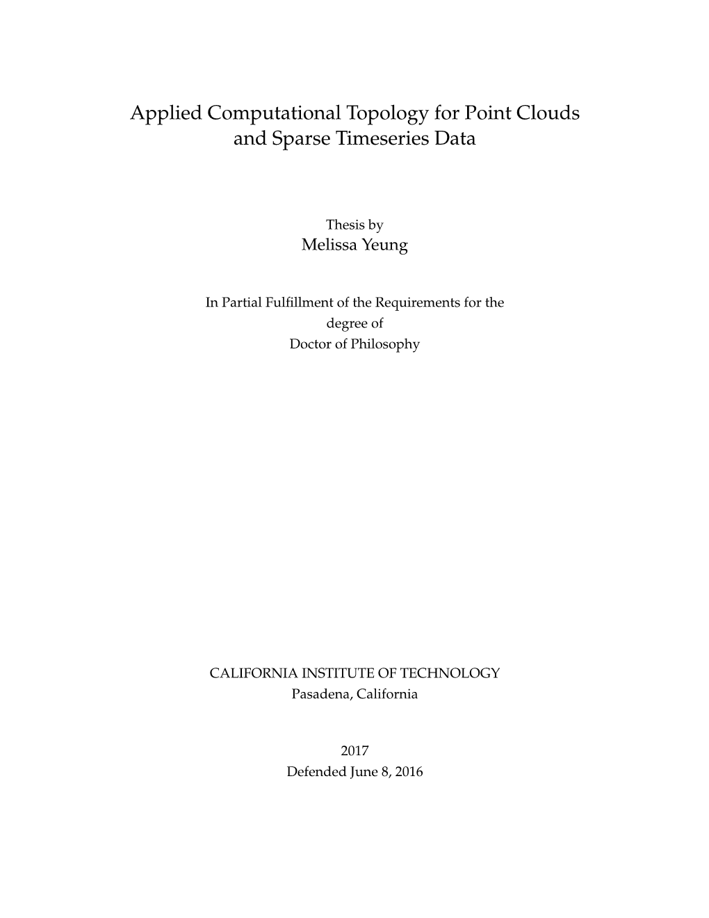 Applied Computational Topology for Point Clouds and Sparse Timeseries Data