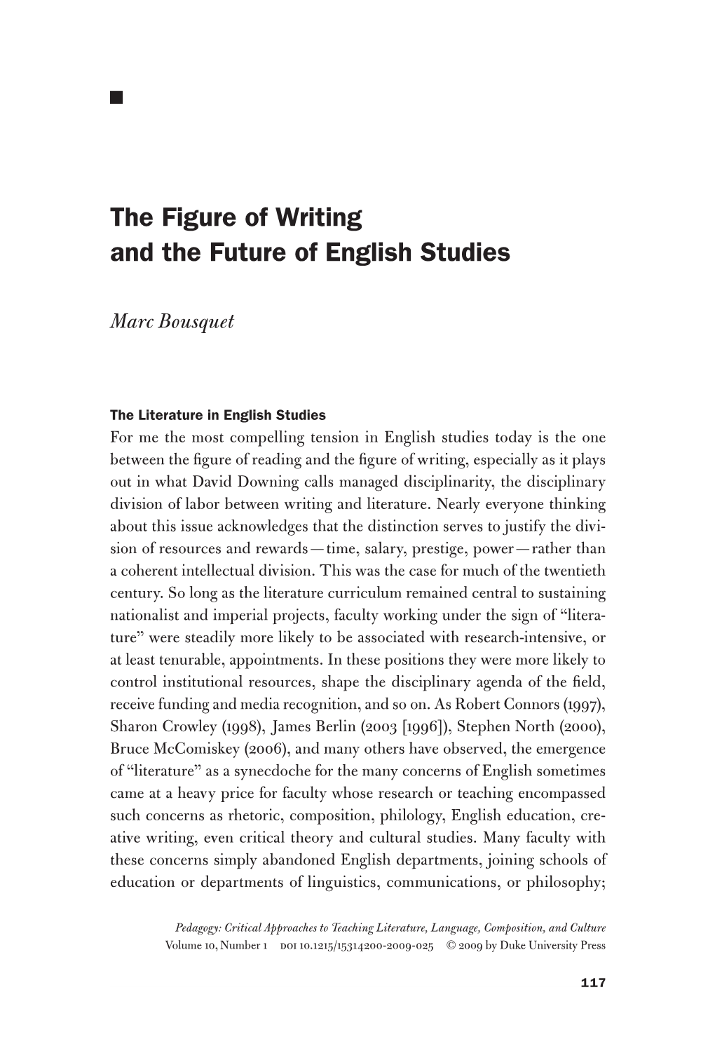 The Figure of Writing and the Future of English Studies