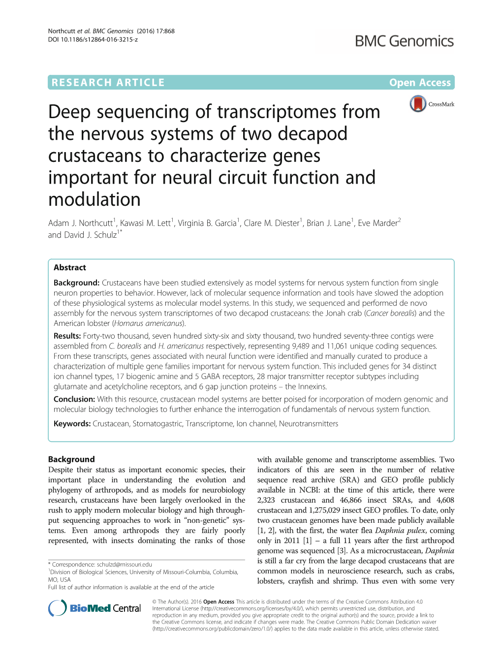 Deep Sequencing of Transcriptomes from the Nervous Systems of Two