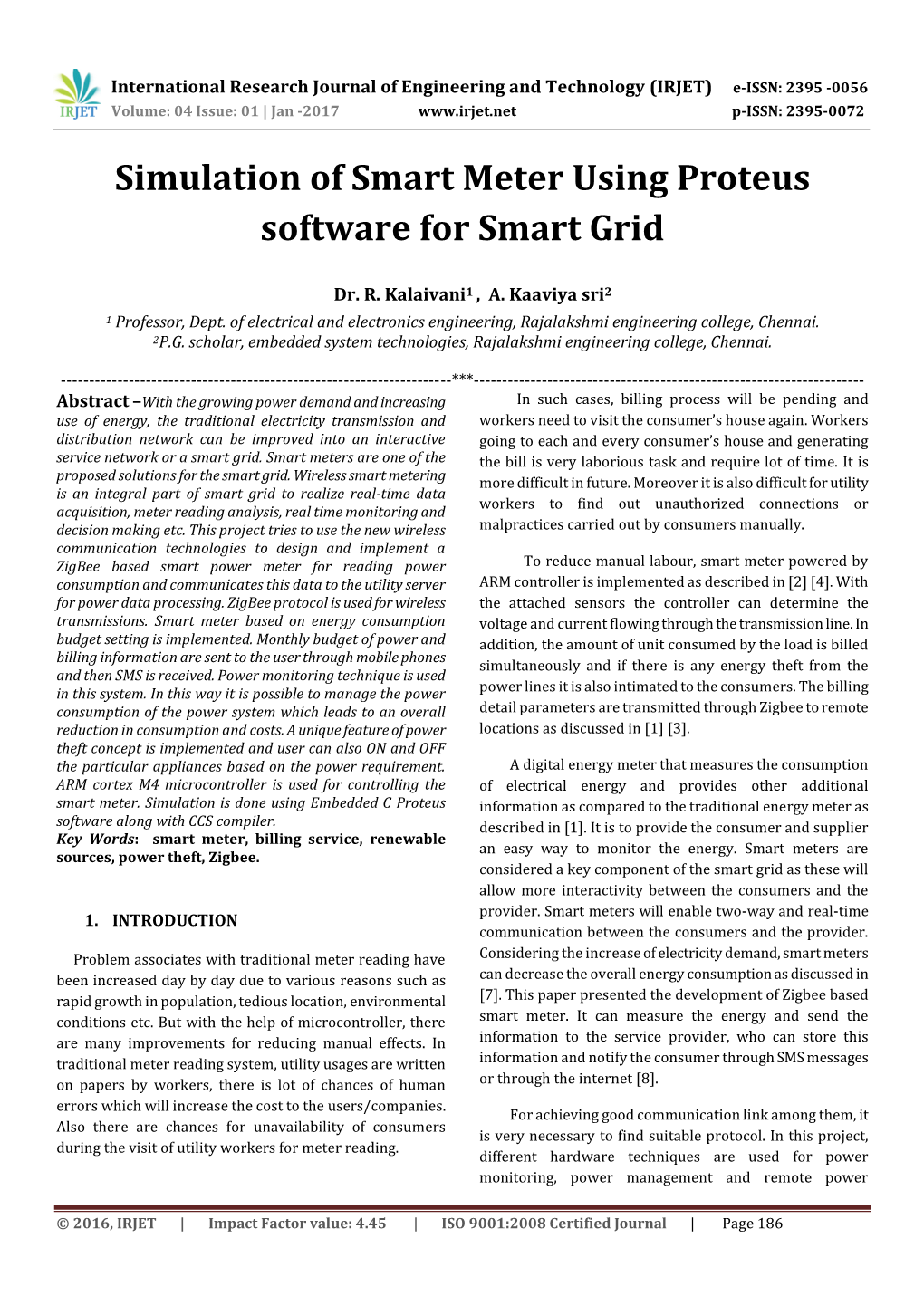 Simulation of Smart Meter Using Proteus Software for Smart Grid