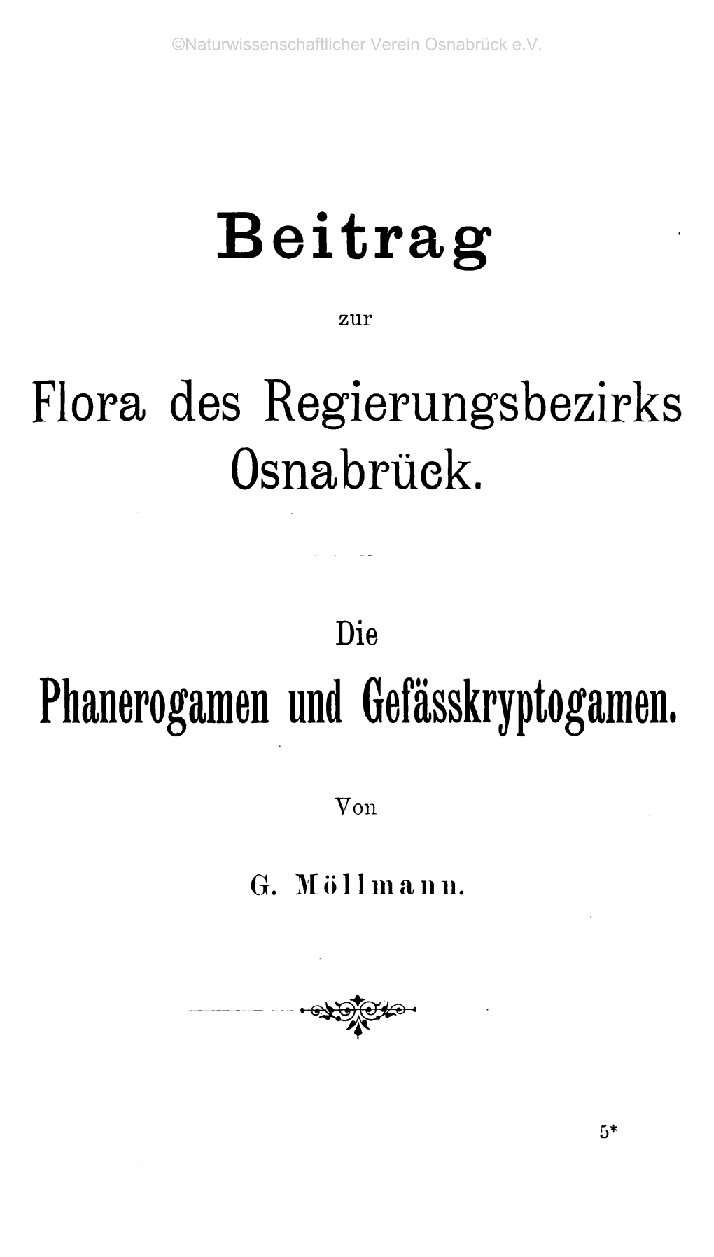 Beitrag Zur Flora Des Regierungsbezirks Osnabrück