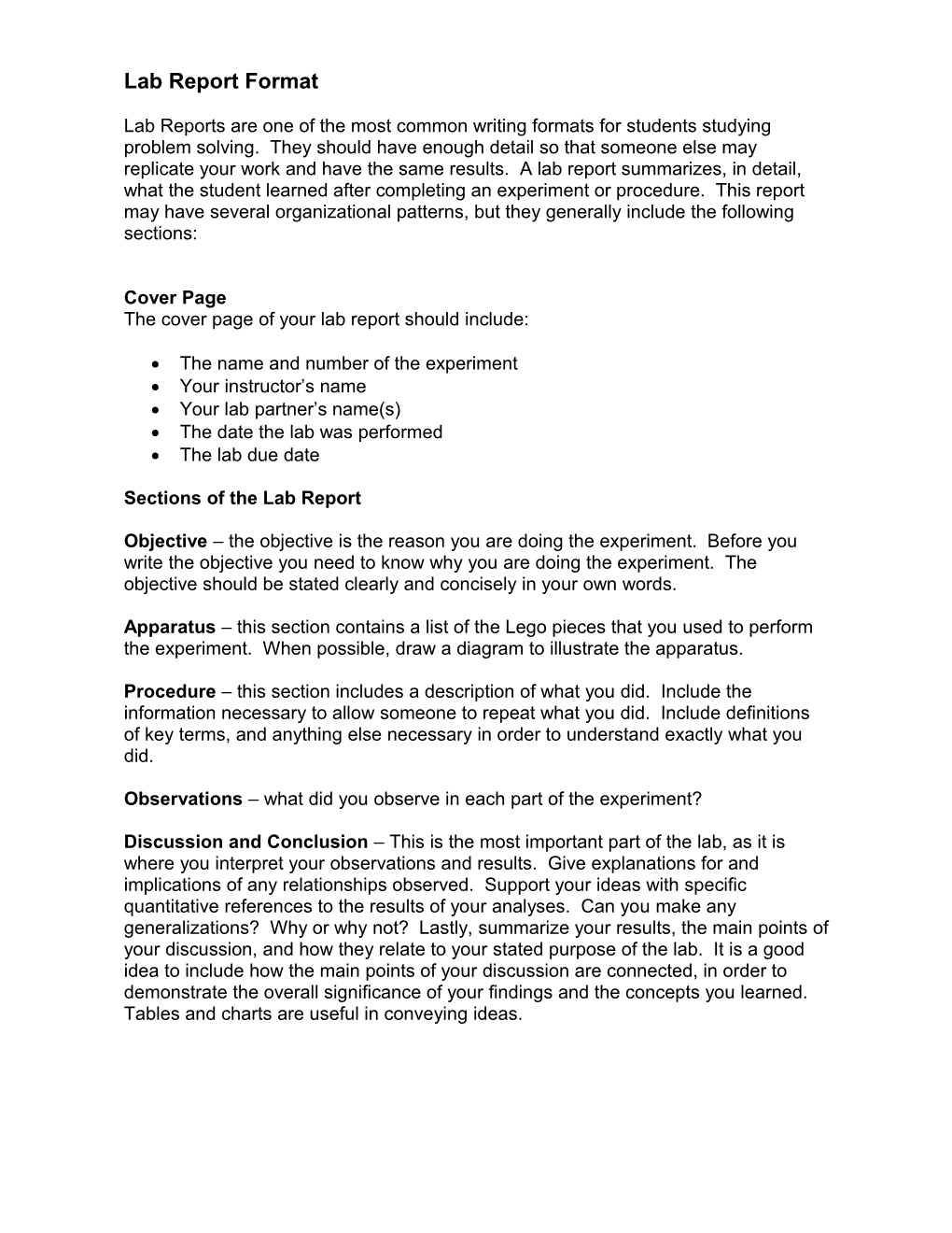 Lab Report Format