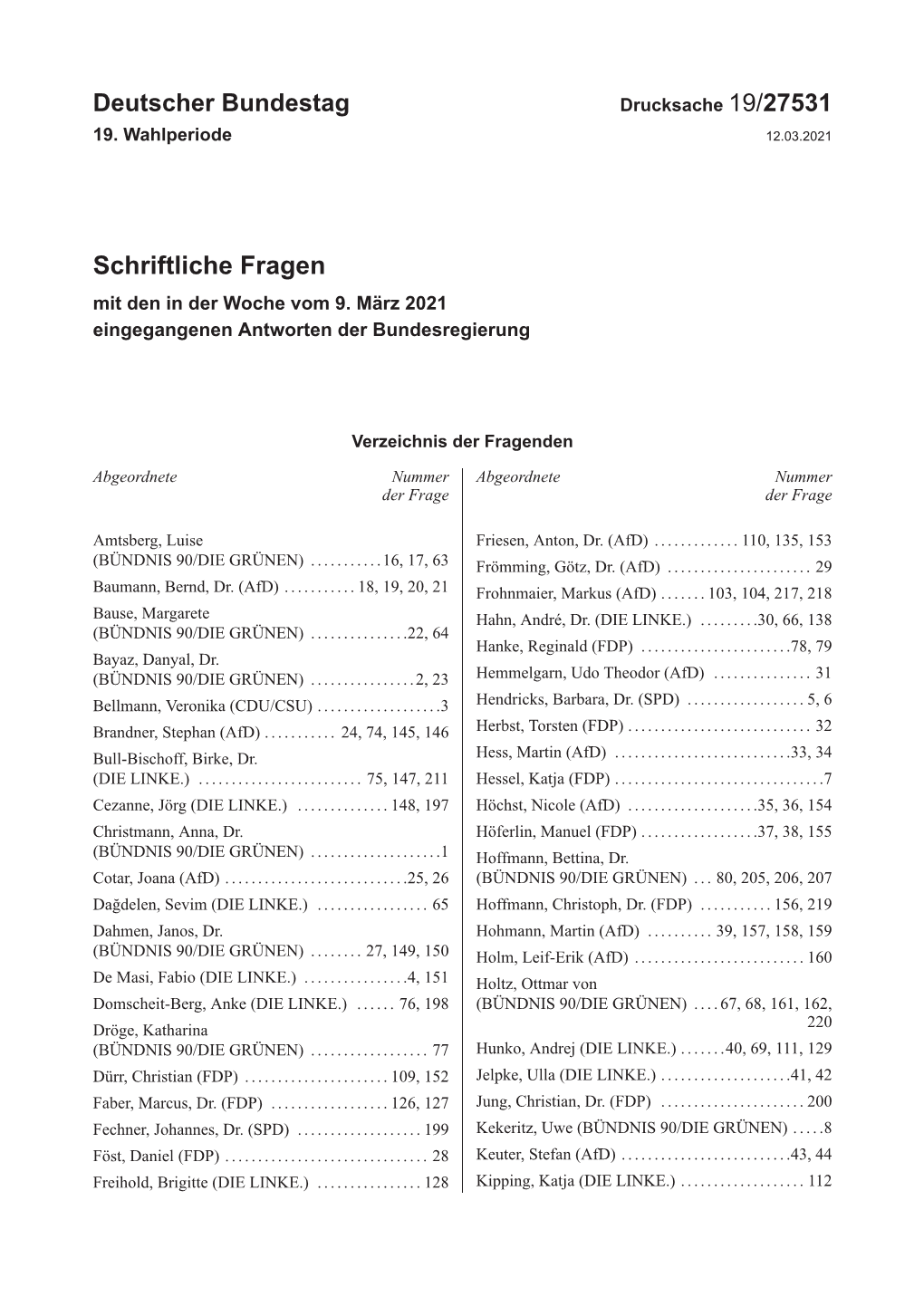 Drucksache 19/27531 19