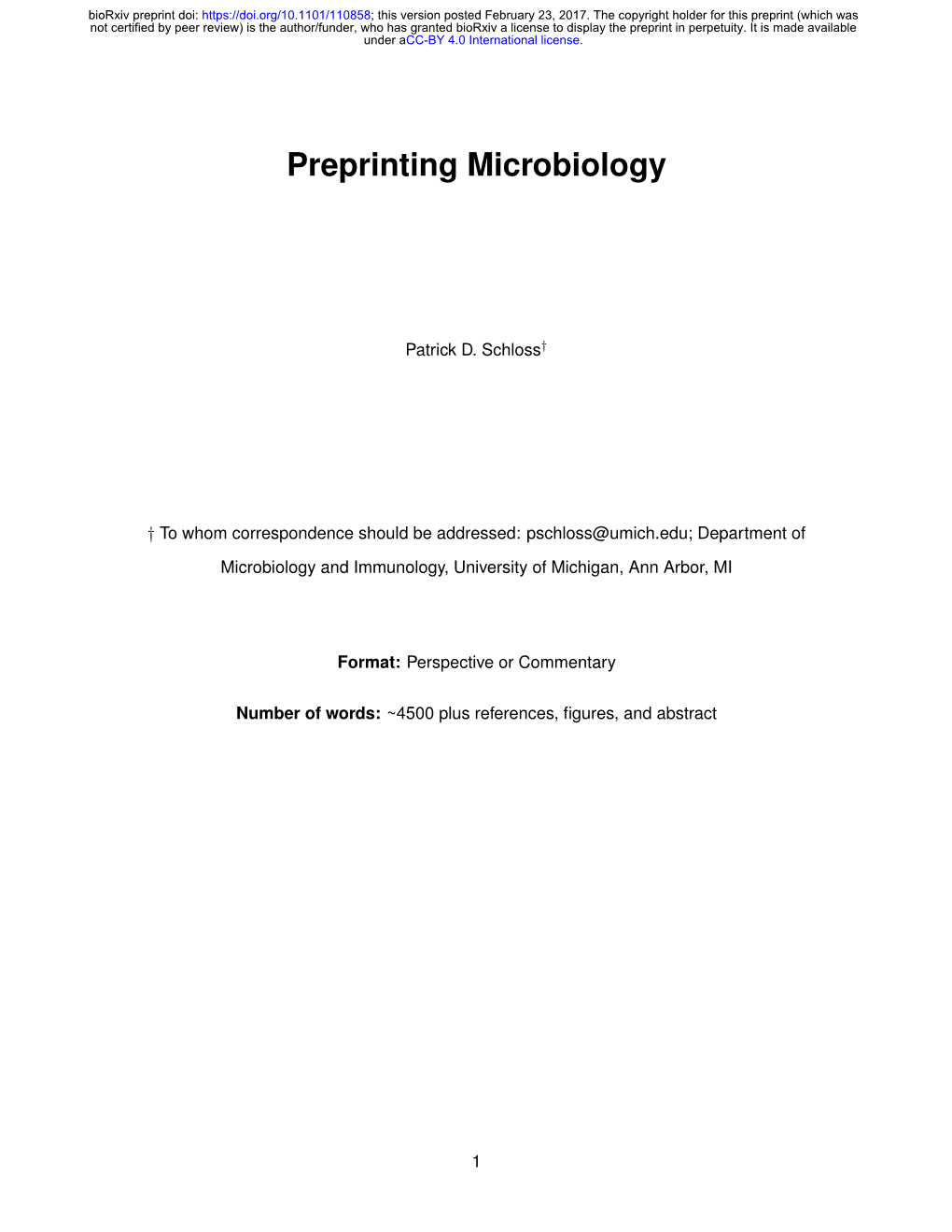 Preprinting Microbiology