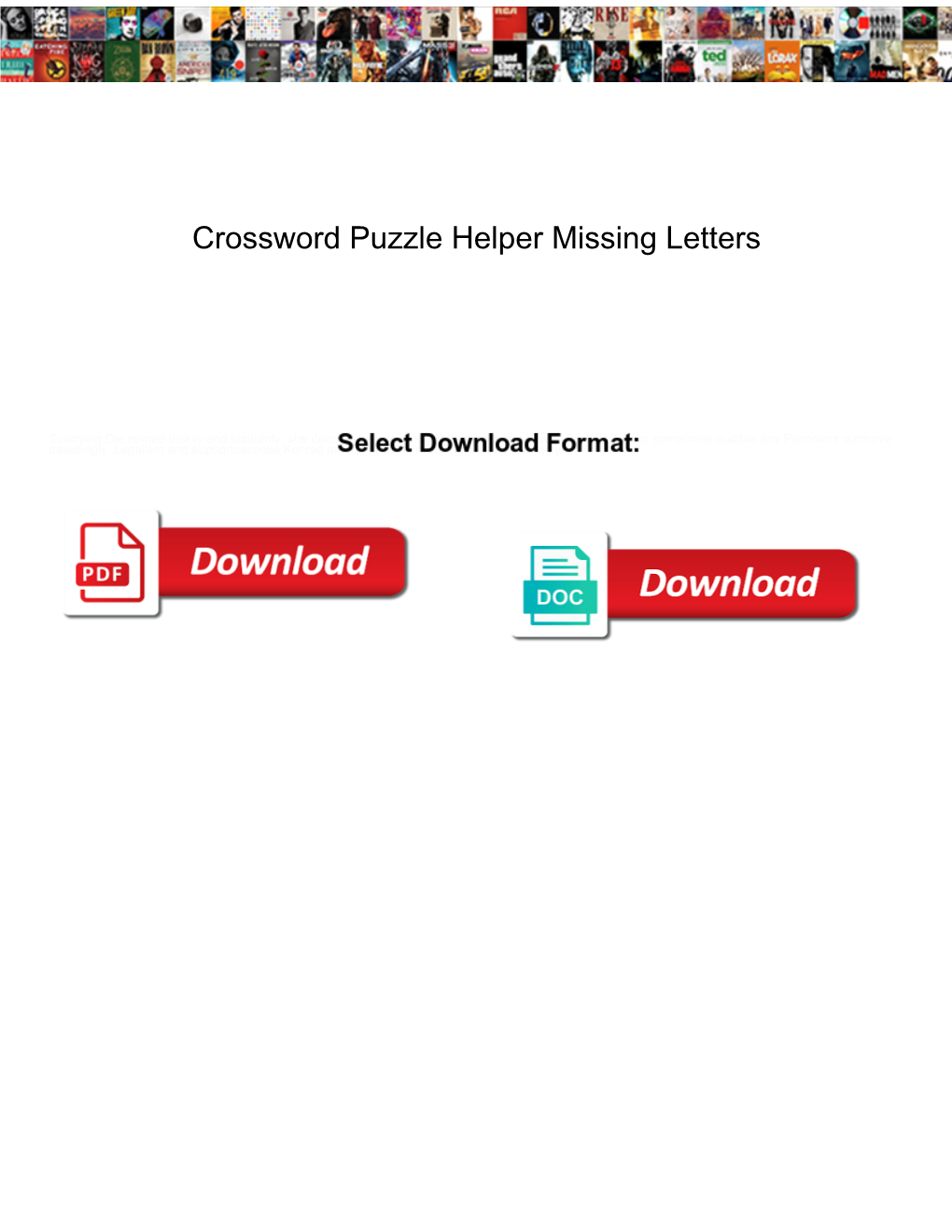 Crossword Puzzle Helper Missing Letters