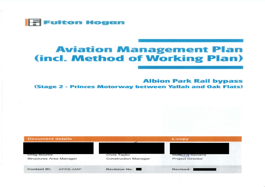 Albion Park Rail Bypass Aviation Management Plan