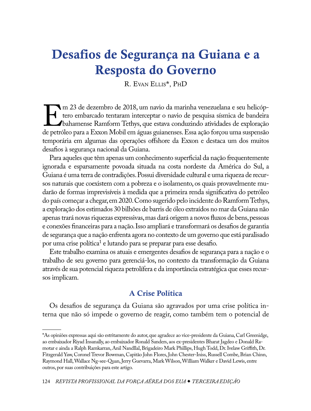 Desafios De Segurança Na Guiana E a Resposta Do Governo R