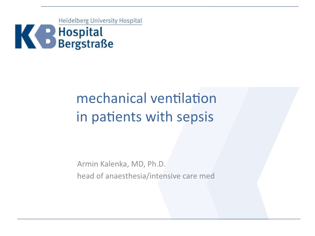 Mechanical Ventilation in Patients with Sepsis