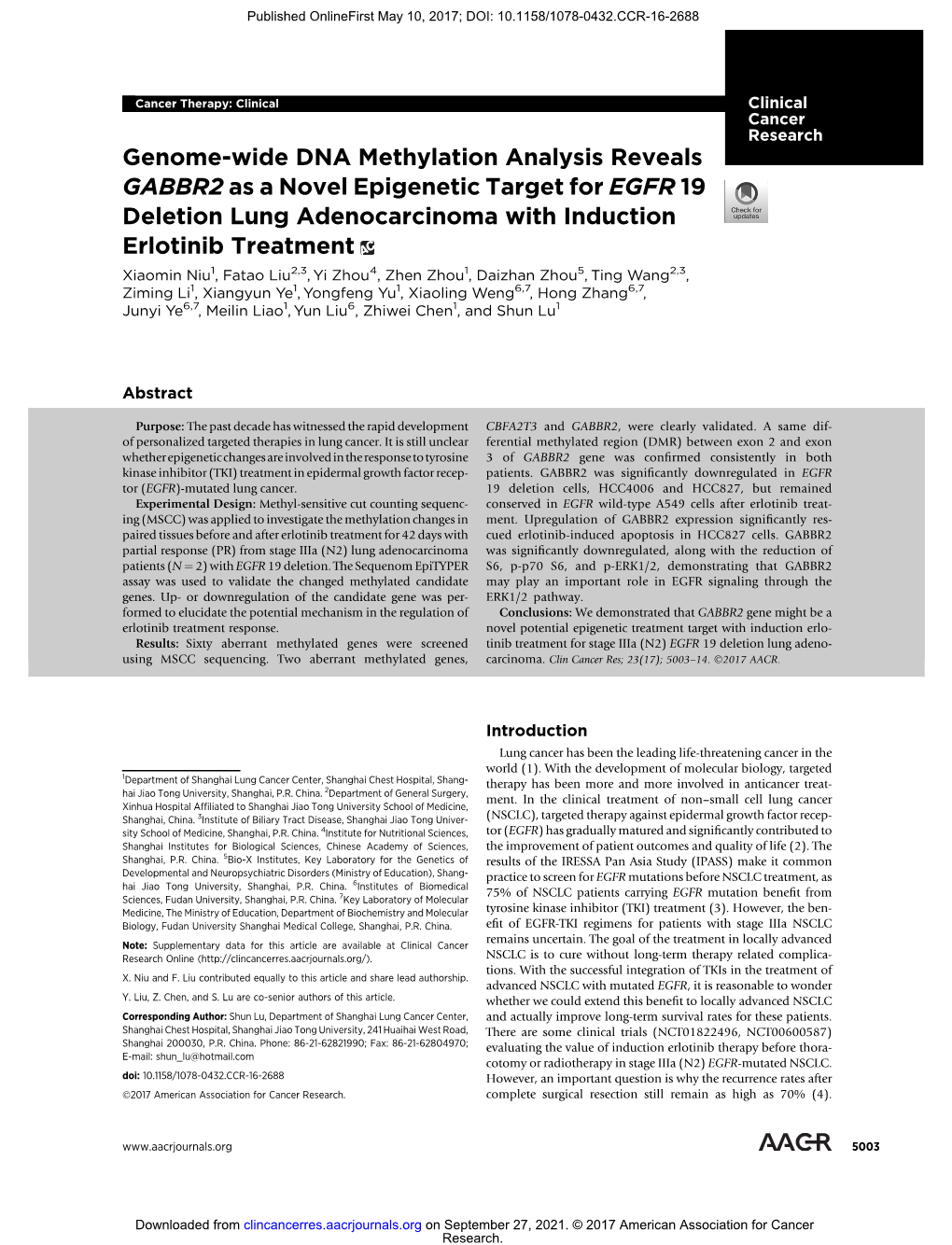 Genome-Wide DNA Methylation Analysis Reveals GABBR2 As A