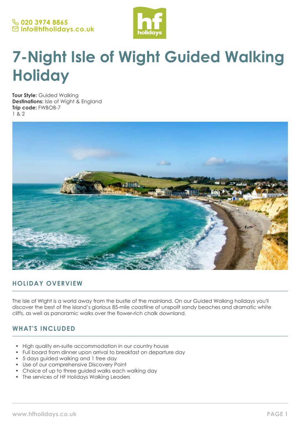 7-Night Isle of Wight Guided Walking Holiday