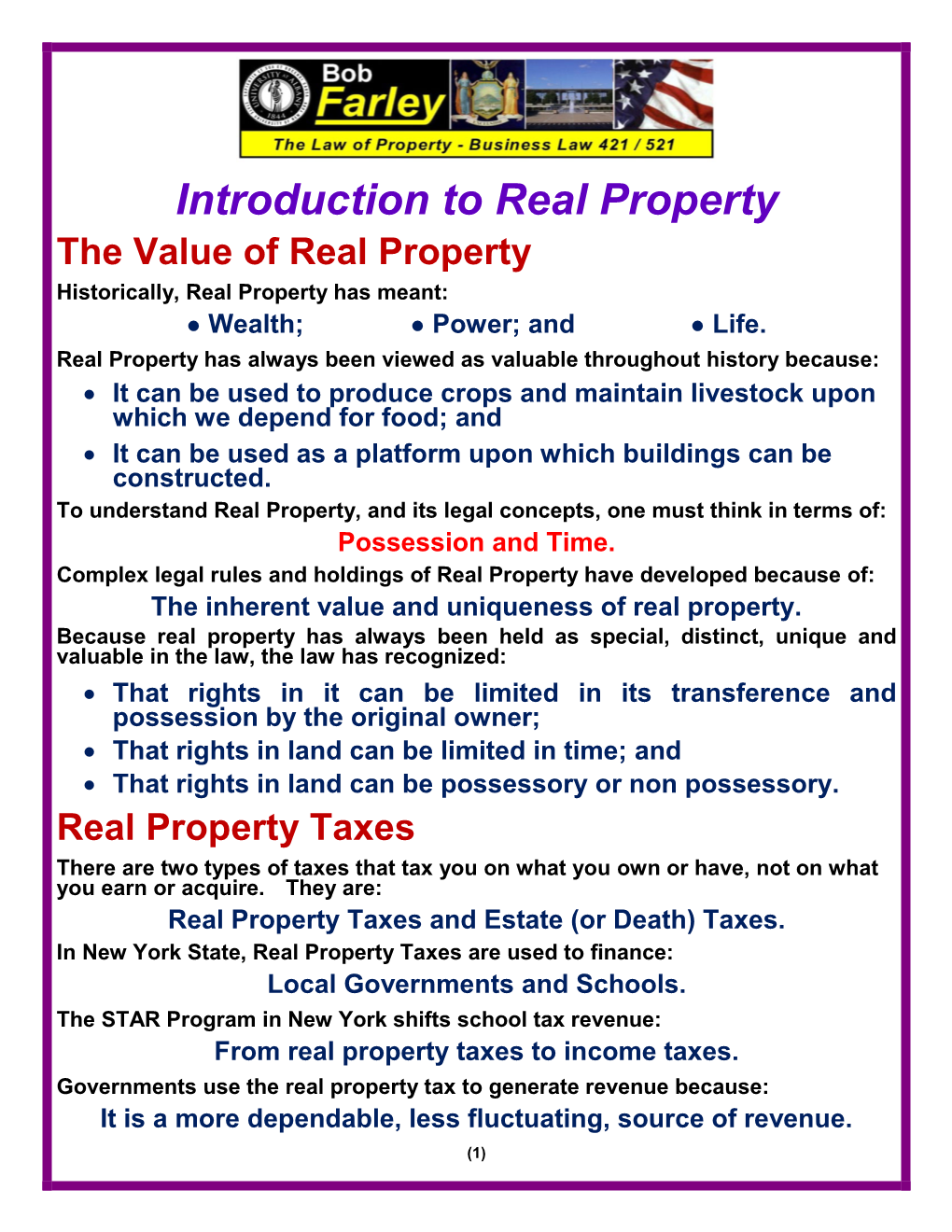 Introduction to Real Property