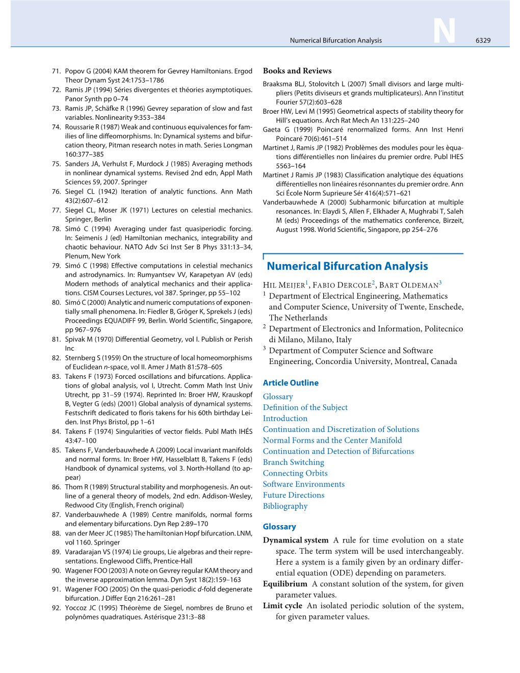 Numerical Bifurcation Analysis N 6329