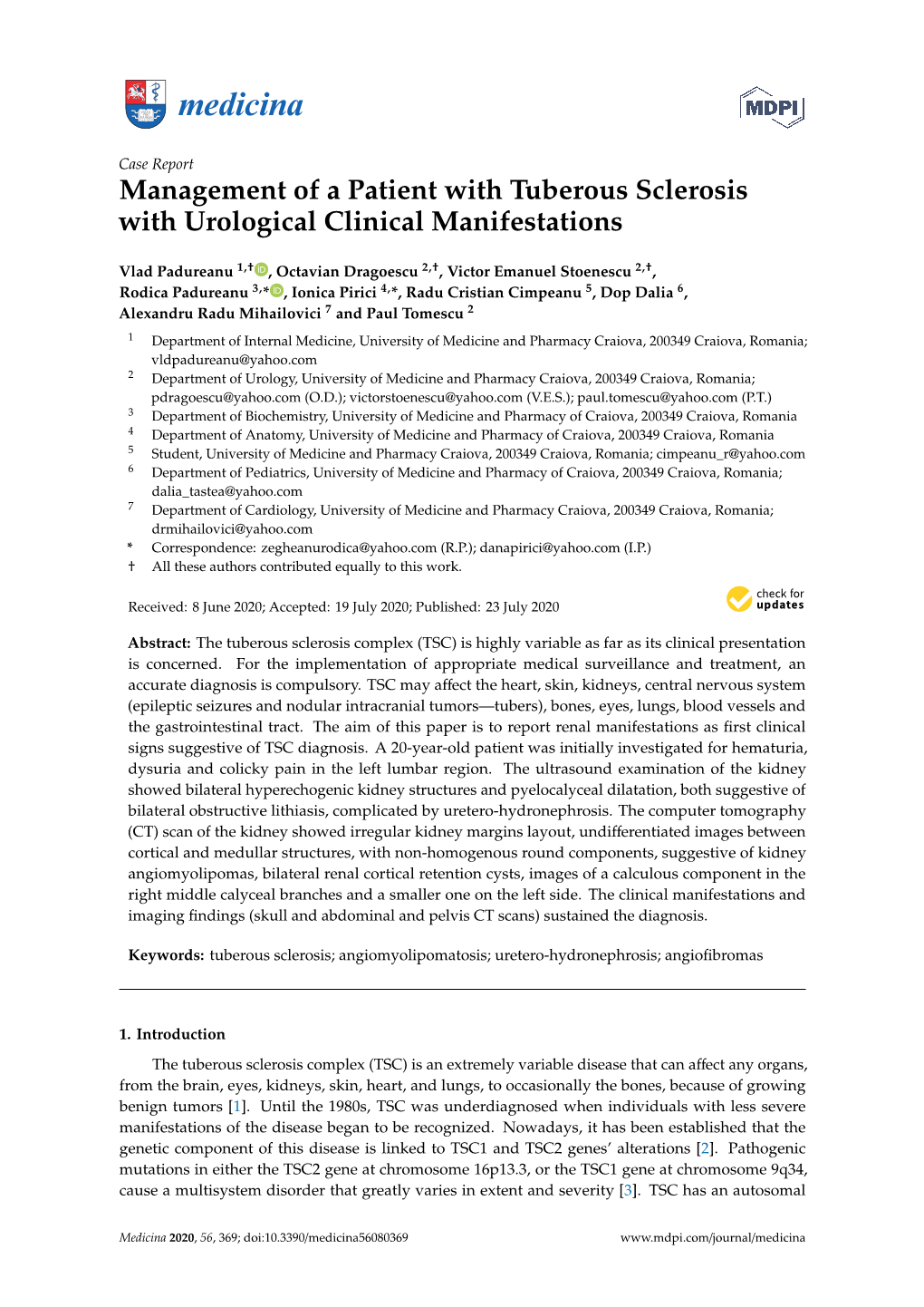 Management of a Patient with Tuberous Sclerosis with Urological Clinical Manifestations