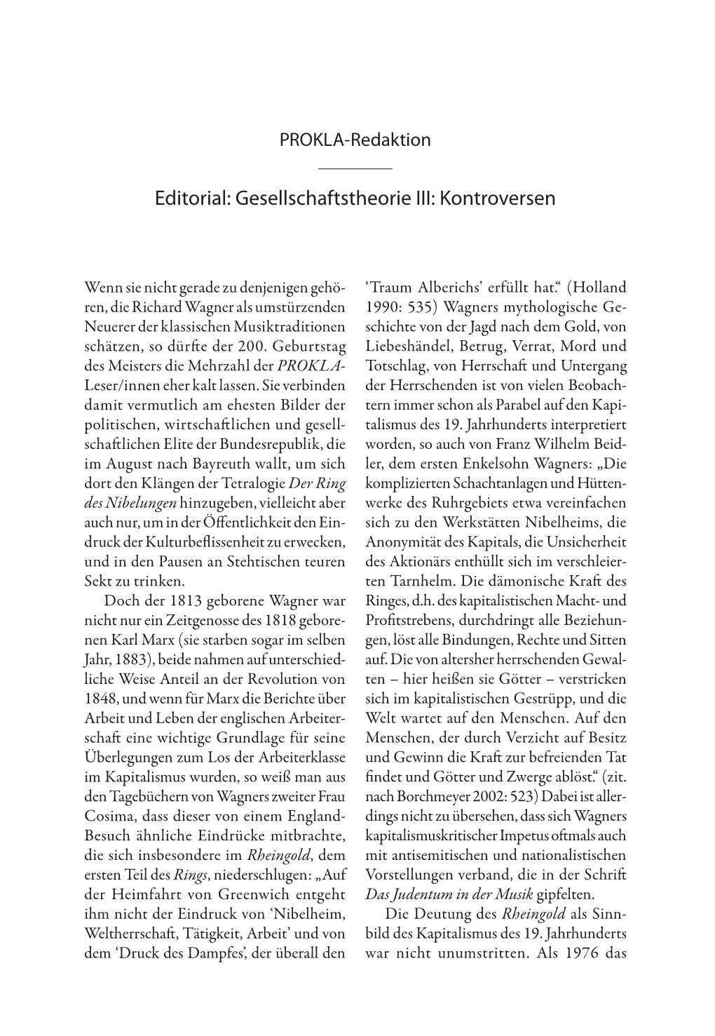 Editorial: Gesellschaftstheorie III: Kontroversen