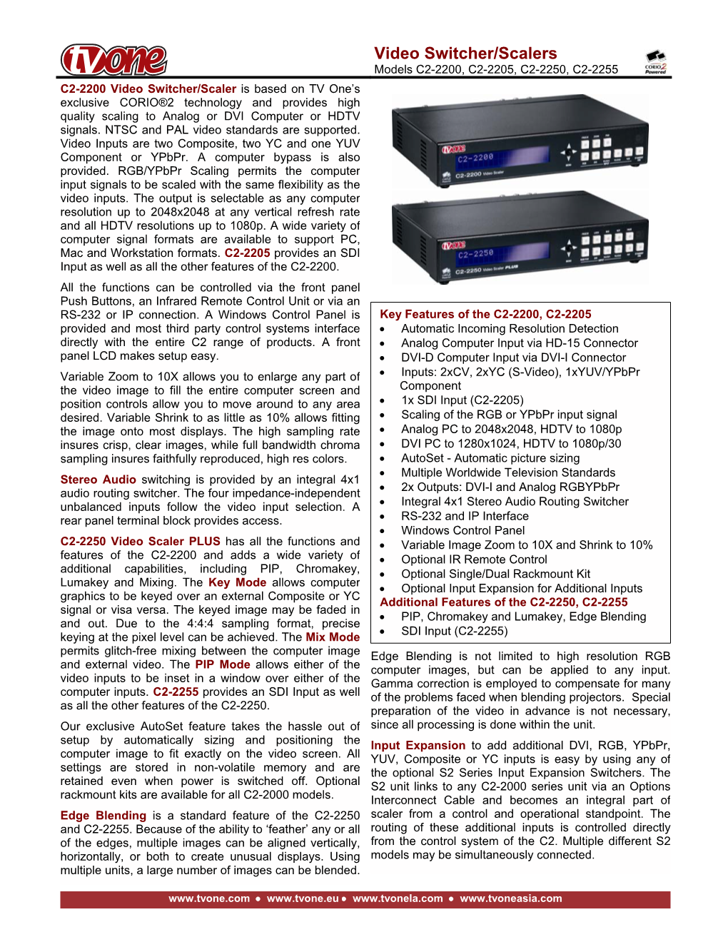 TV One C2-2205 Spec Sheet