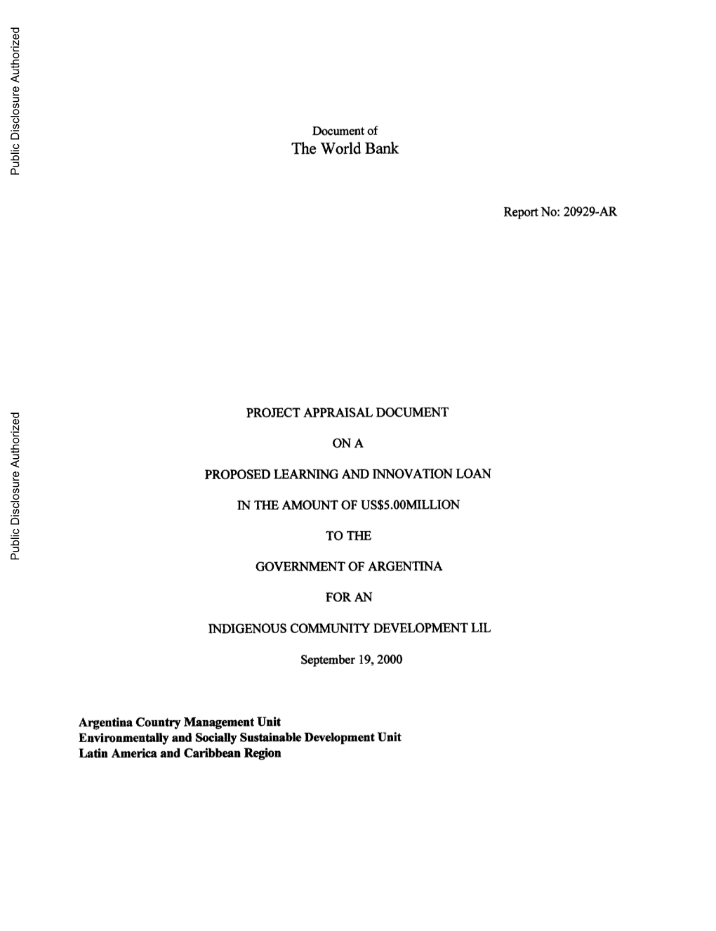 World Bank Document