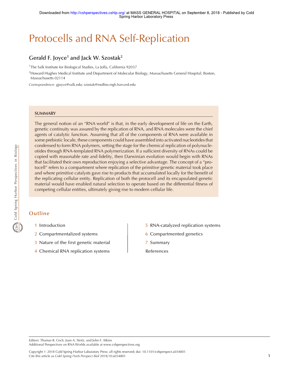 Protocells and RNA Self-Replication