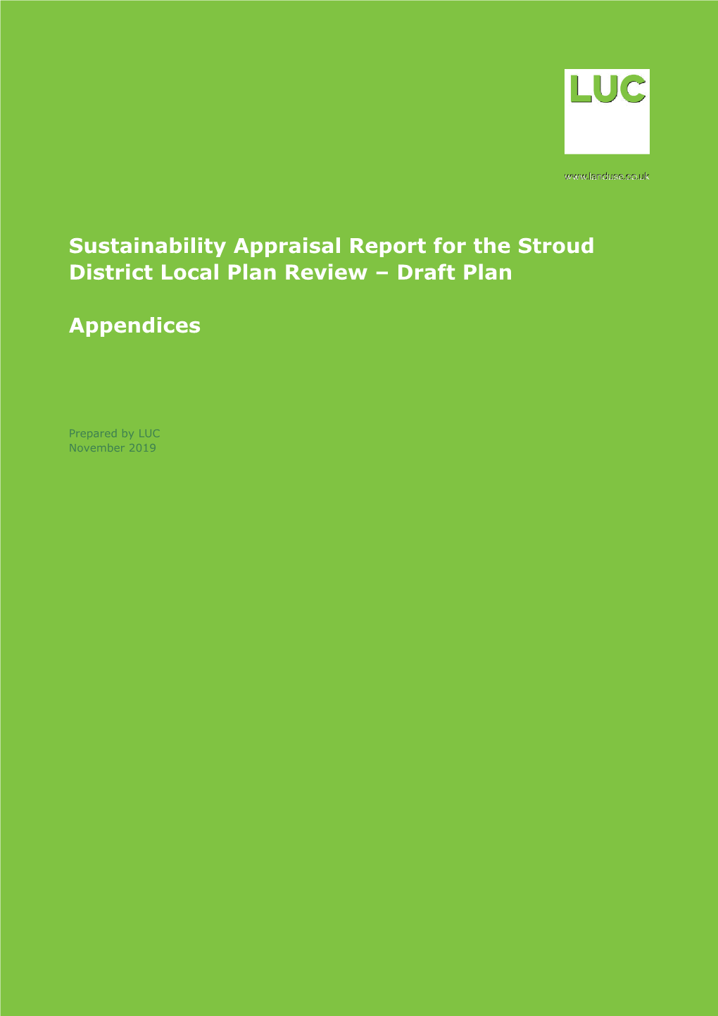 Sustainability Appraisal Report for the Stroud District Local Plan Review – Draft Plan