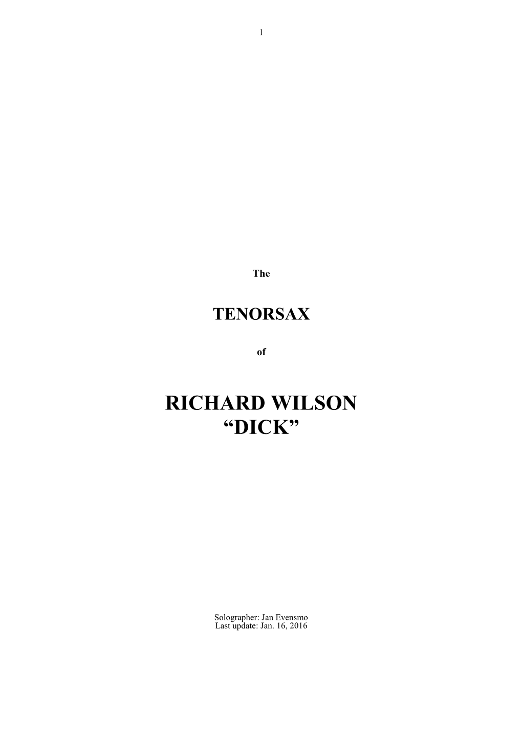 Richard Wilson “Dick”