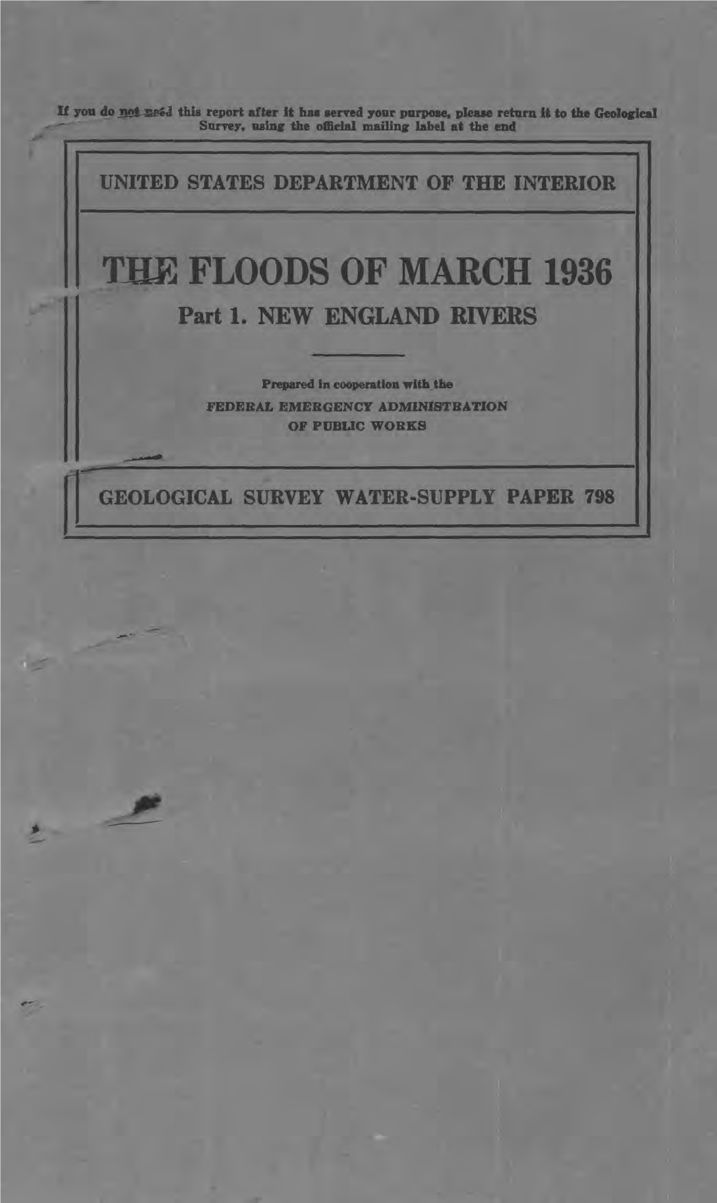 THE FLOODS of MARCH 1936 Part 1