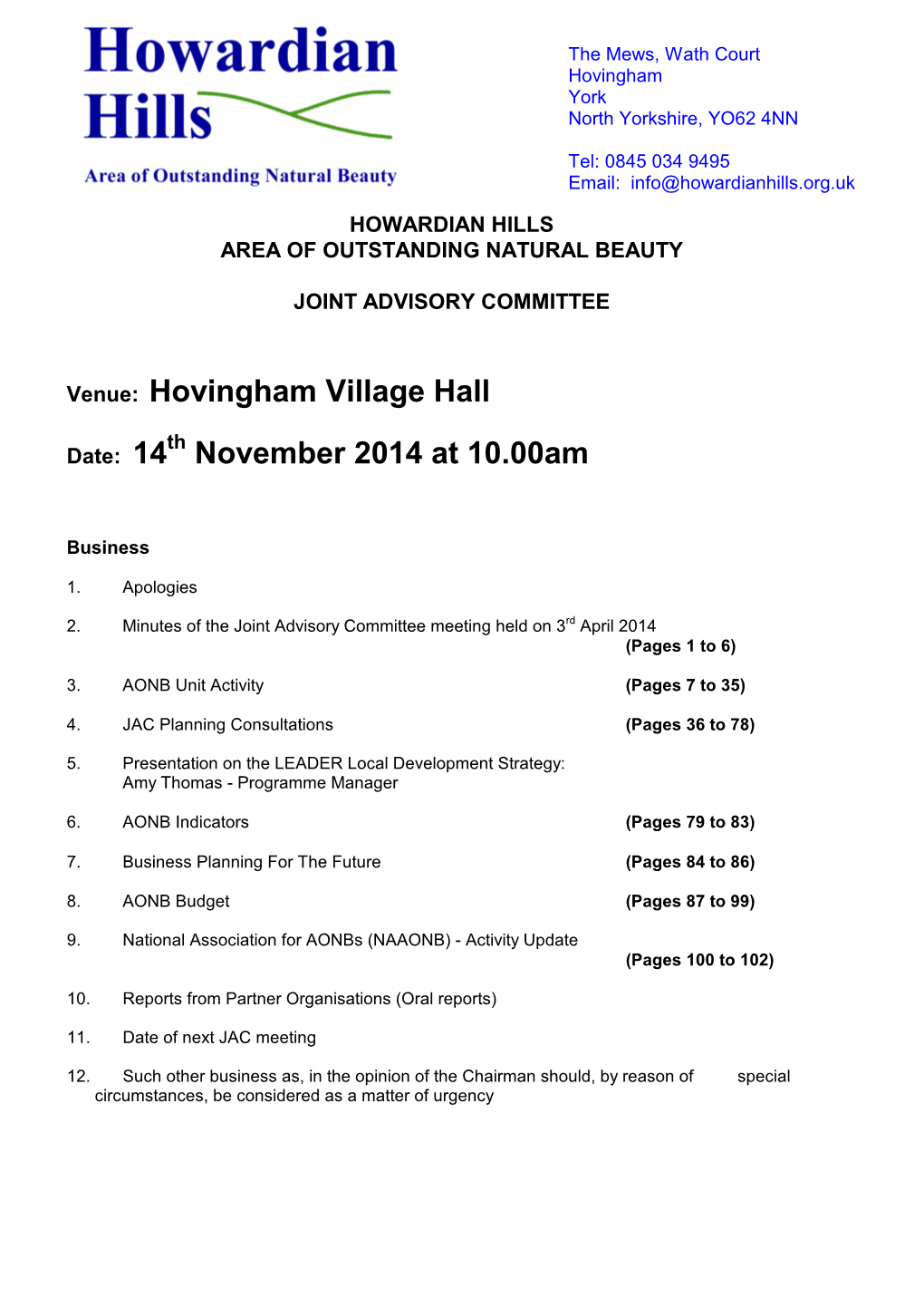 Hovingham Village Hall November