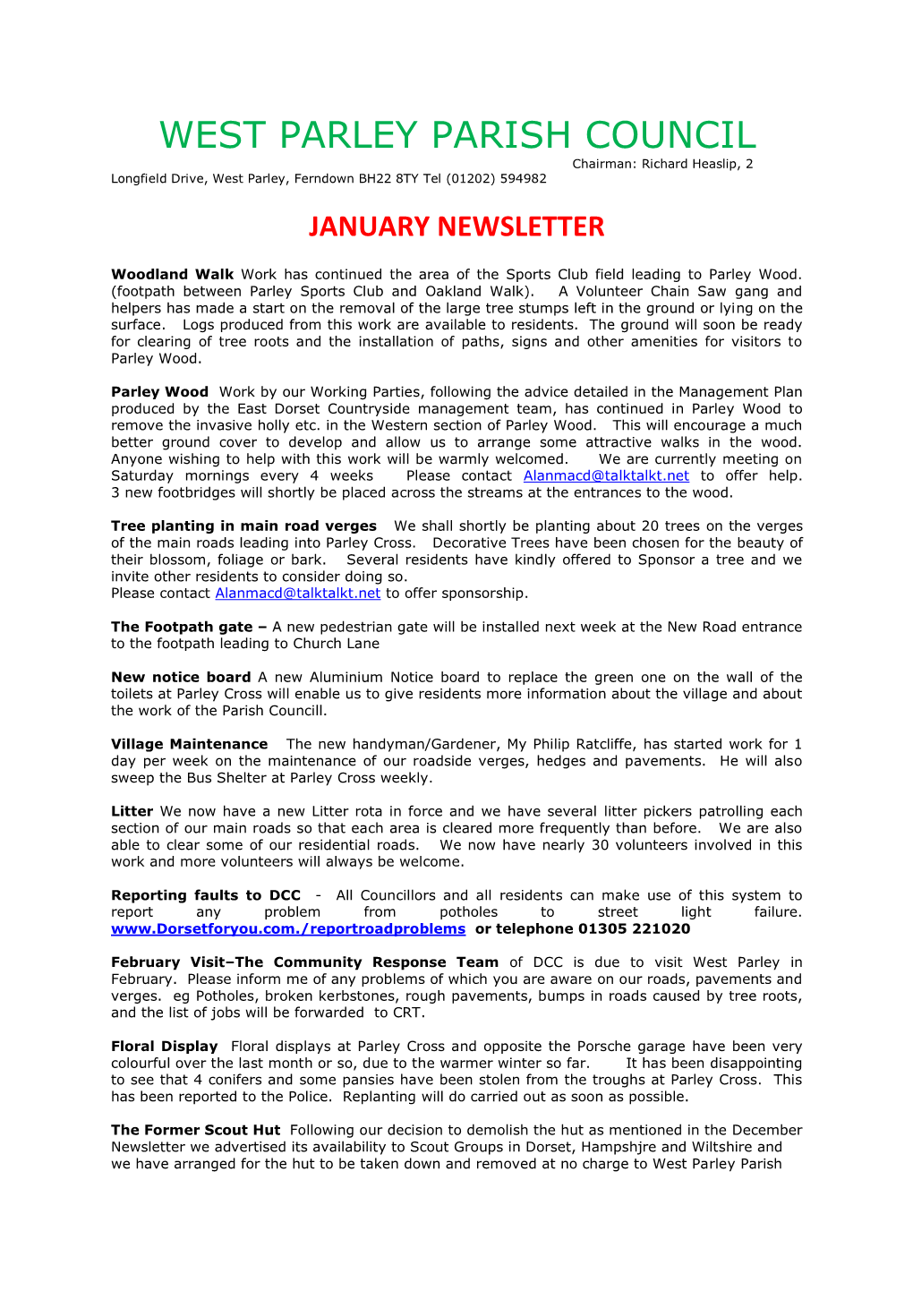 January Newsletter