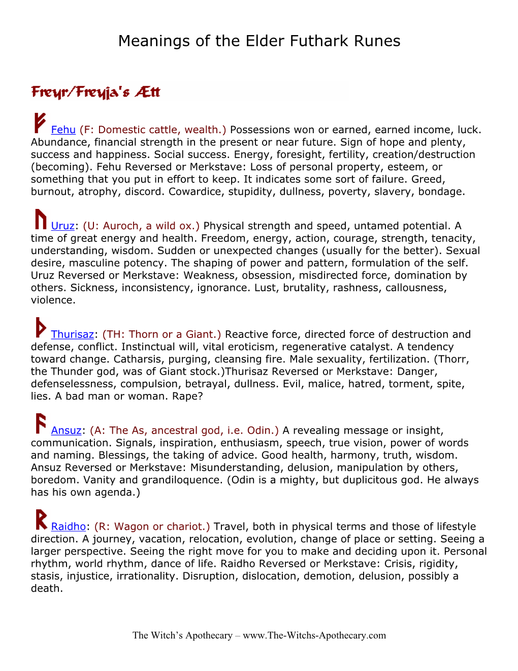 Meanings of the Elder Futhark Runes