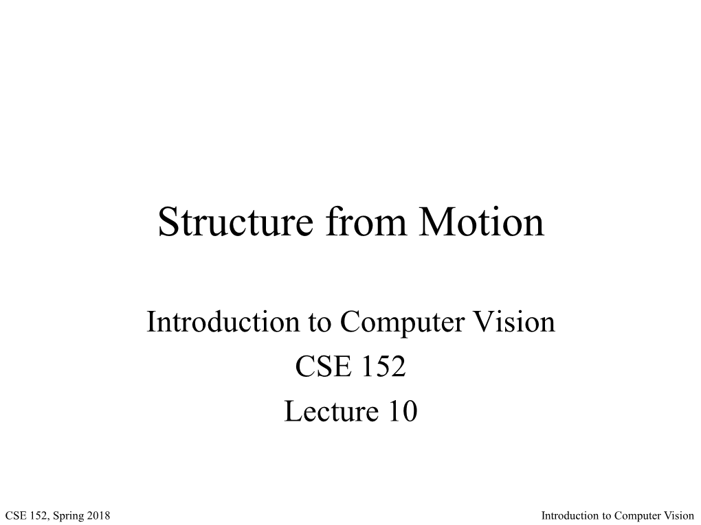 Structure from Motion