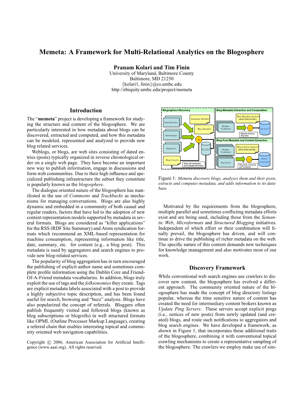 A Framework for Multi-Relational Analytics on the Blogosphere