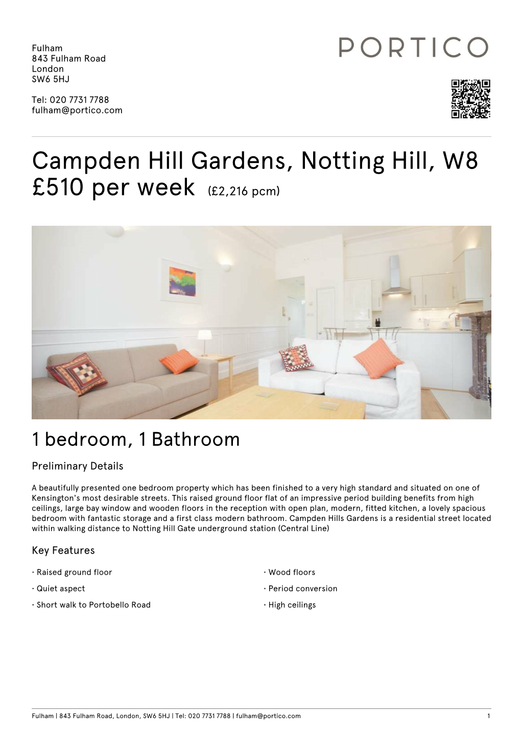 Campden Hill Gardens, Notting Hill, W8 £510 Per Week