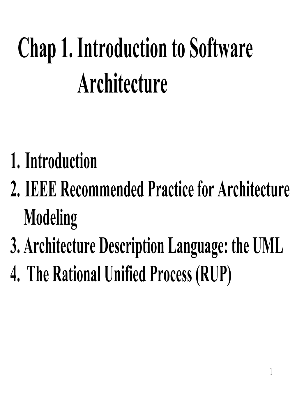 Chap 1. Introduction to Software Architecture