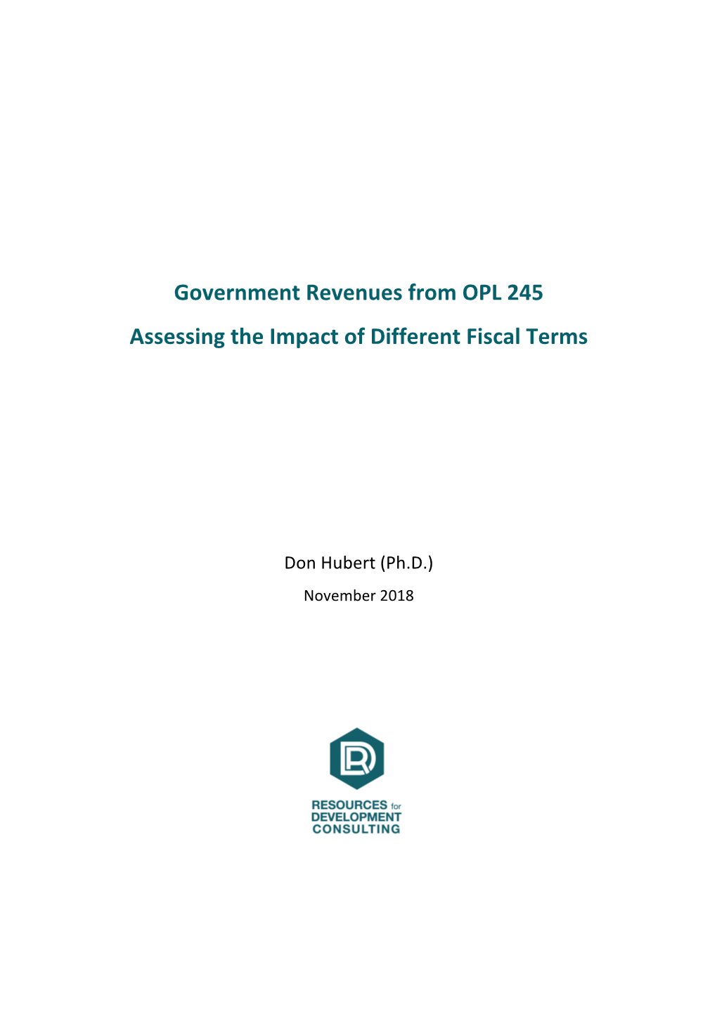 Government Revenues from OPL 245 Assessing the Impact of Different