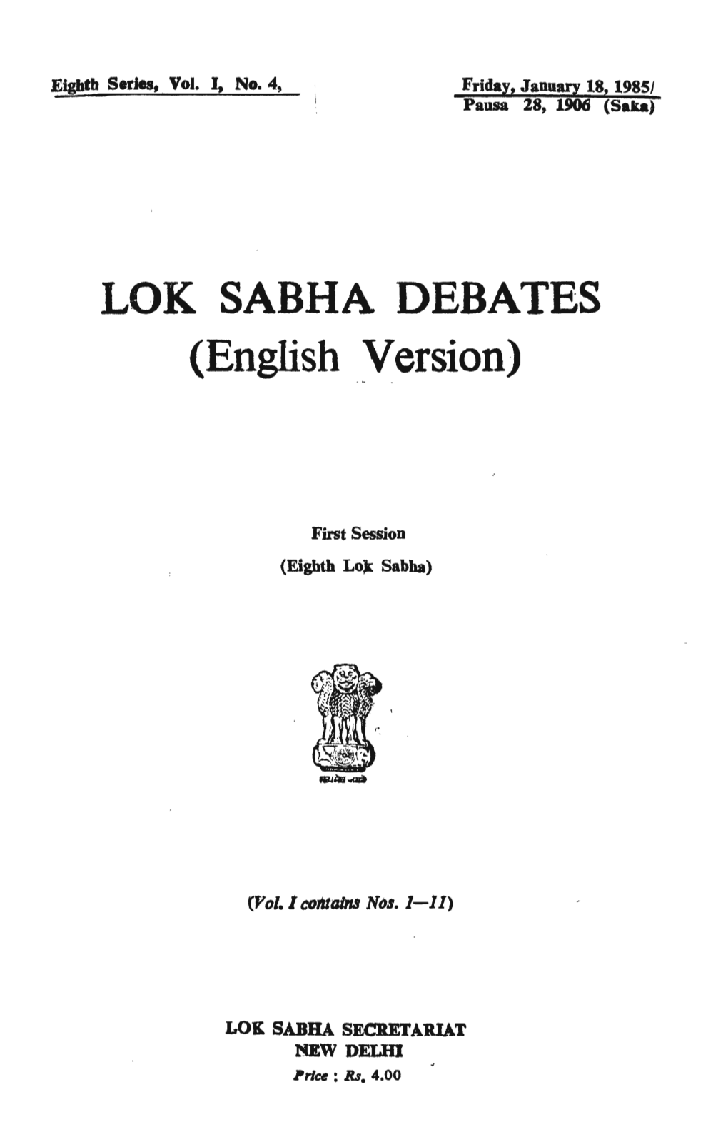 LOK SABHA DEBATES (English Version)